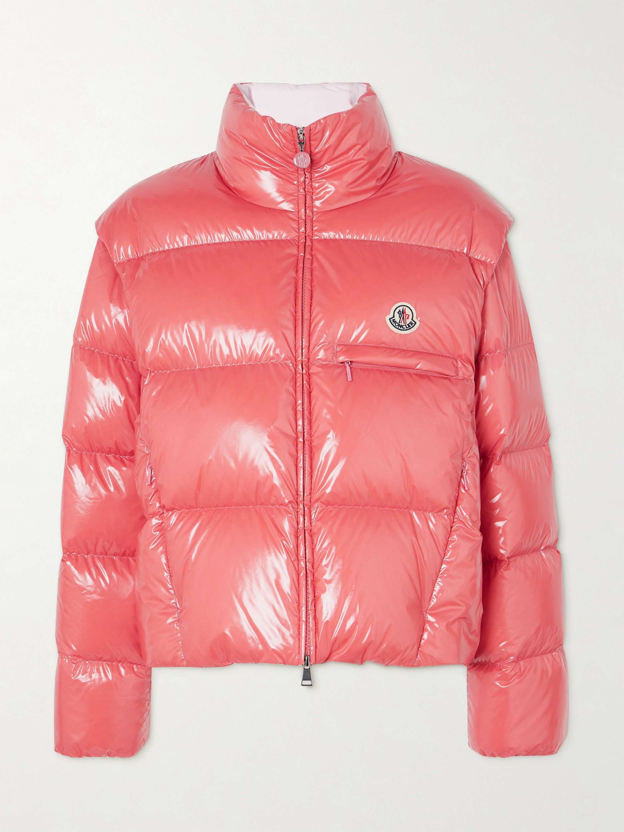 Almo convertible appliquéd quilted glossed-shell down jacket view