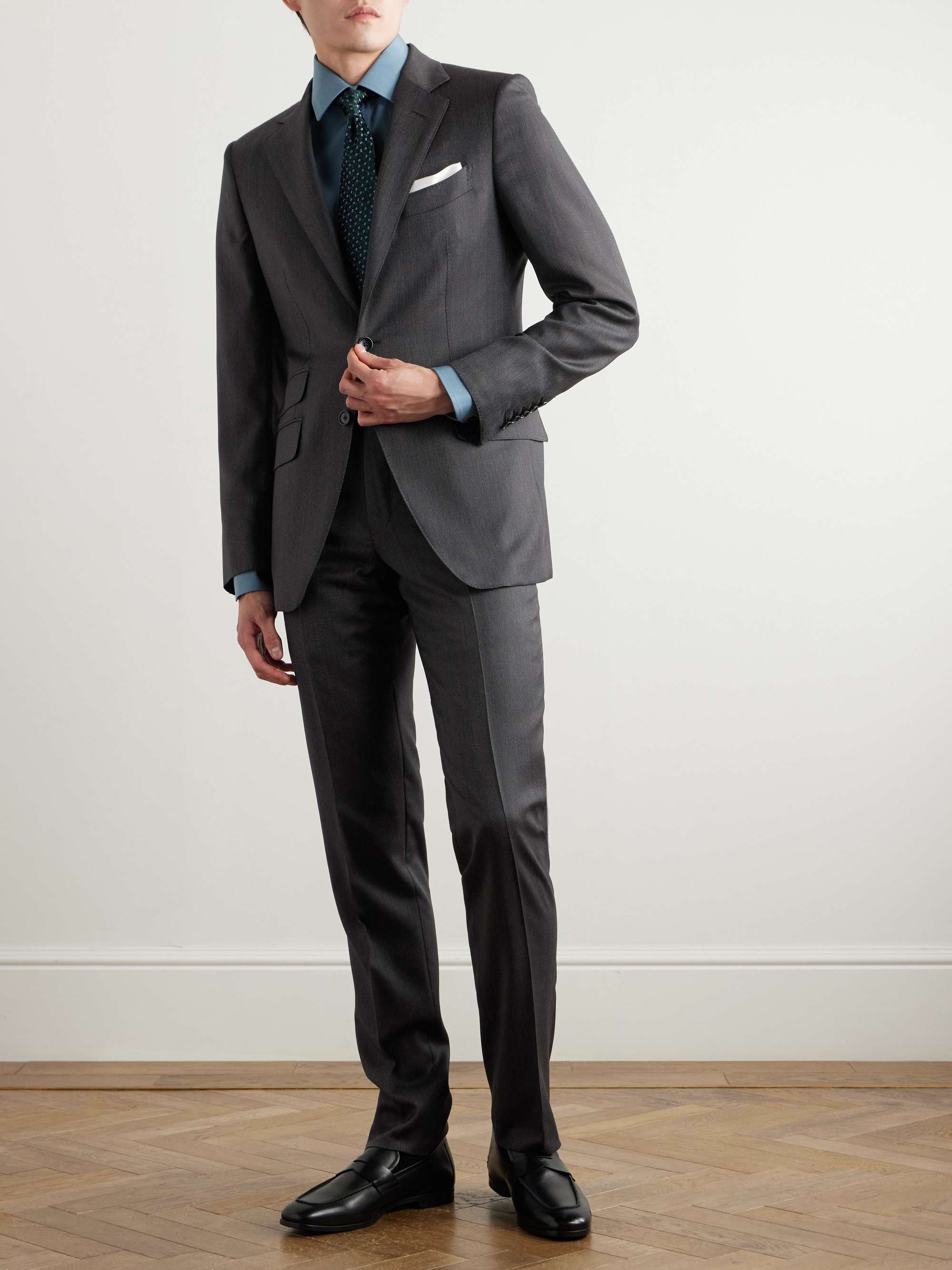 O'Connor Tapered Birdseye Textured-Wool Suit Trousers view
