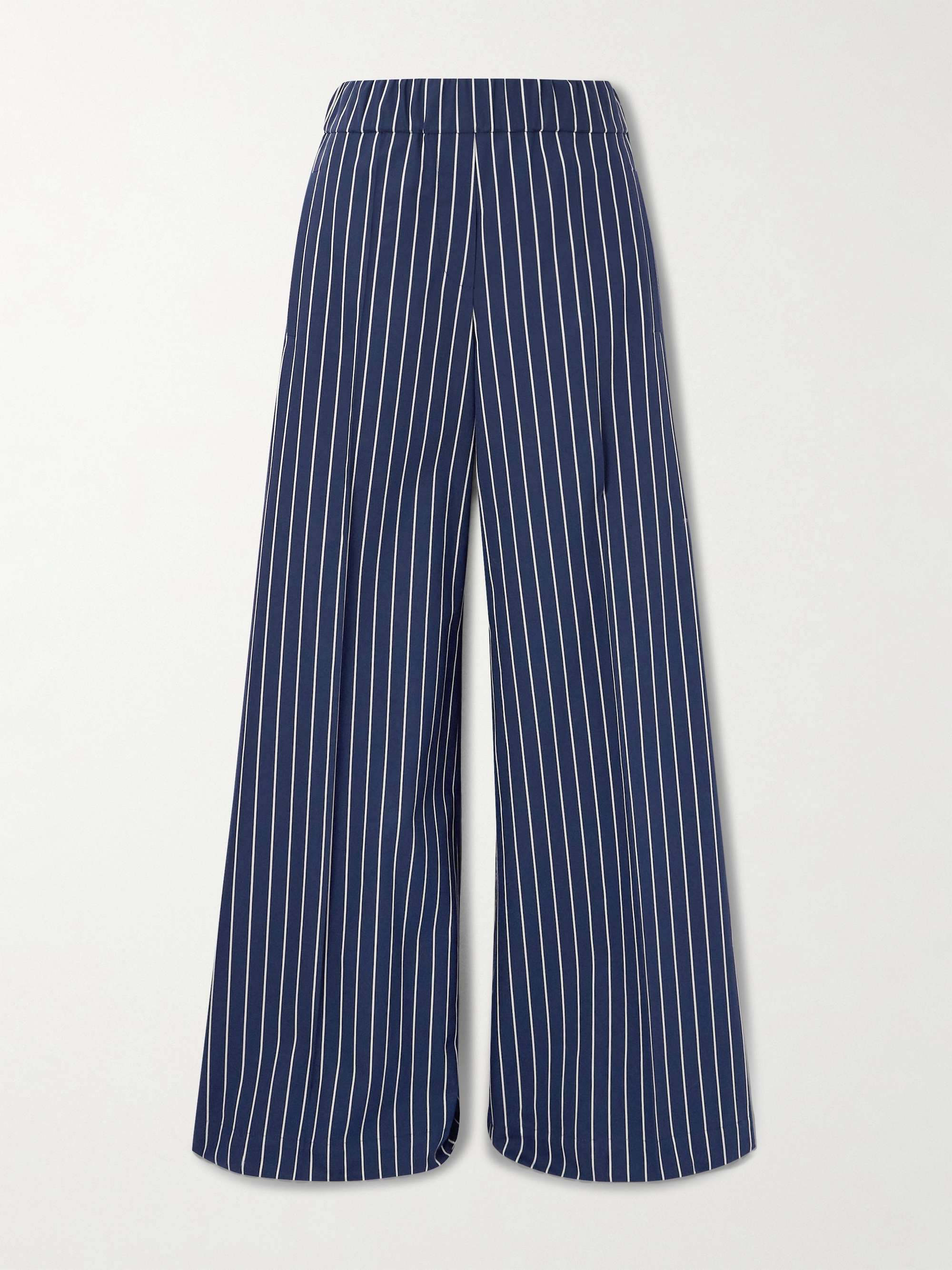 Striped cotton and silk-blend twill wide-leg pants view