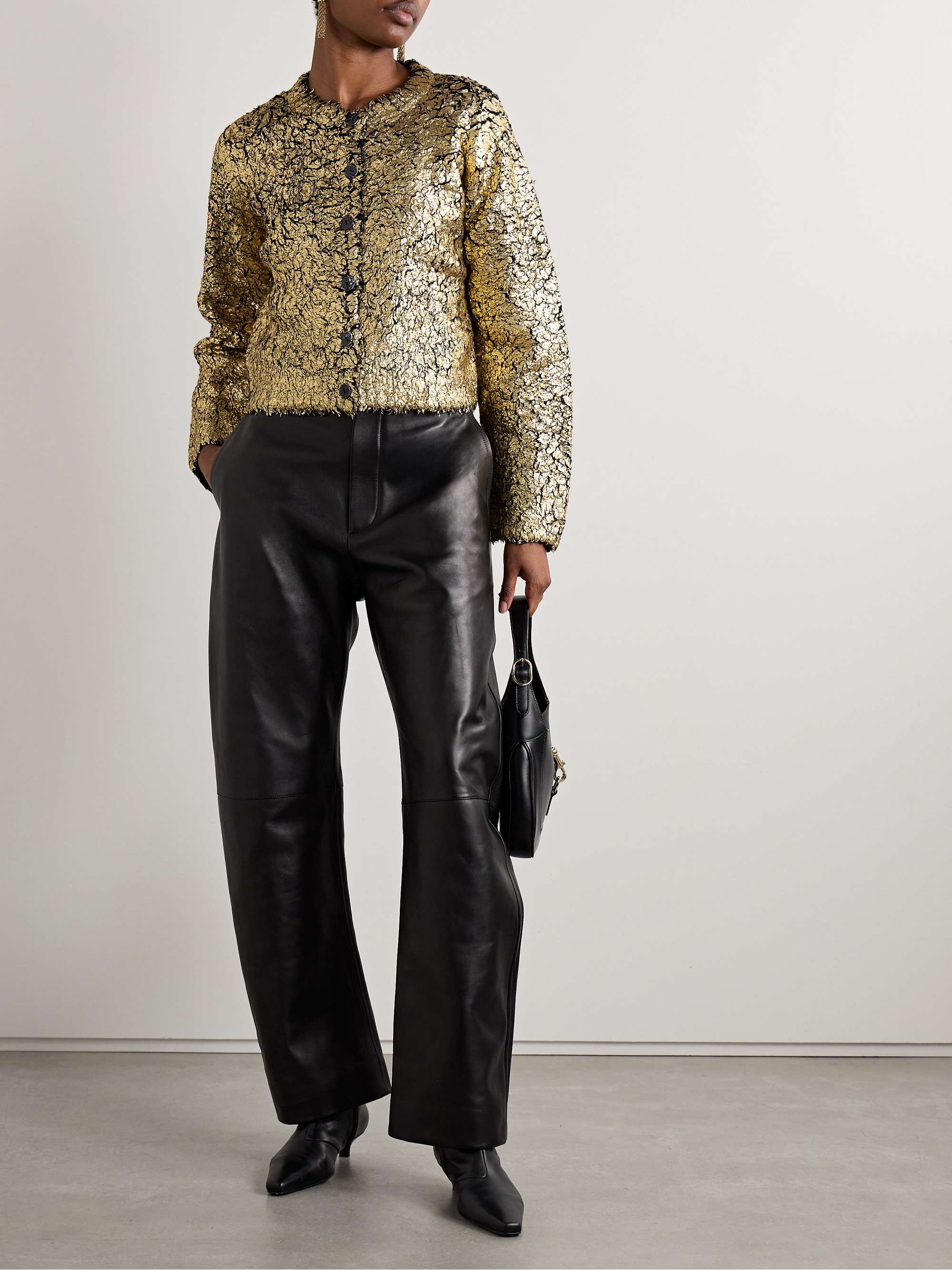 Keira brushed coated wool-blend cardigan view