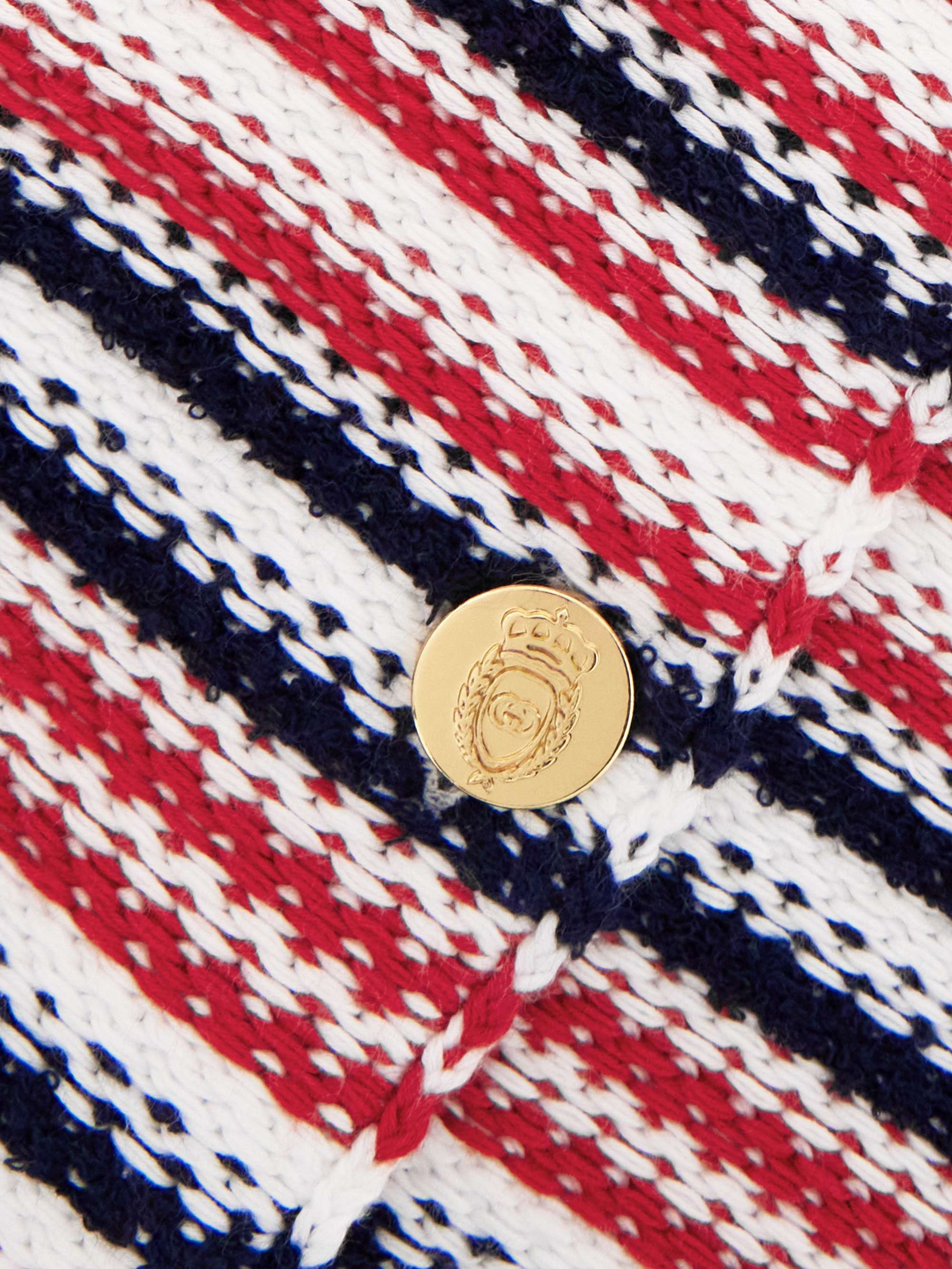 Striped jacquard-knit cotton-blend polo shirt view
