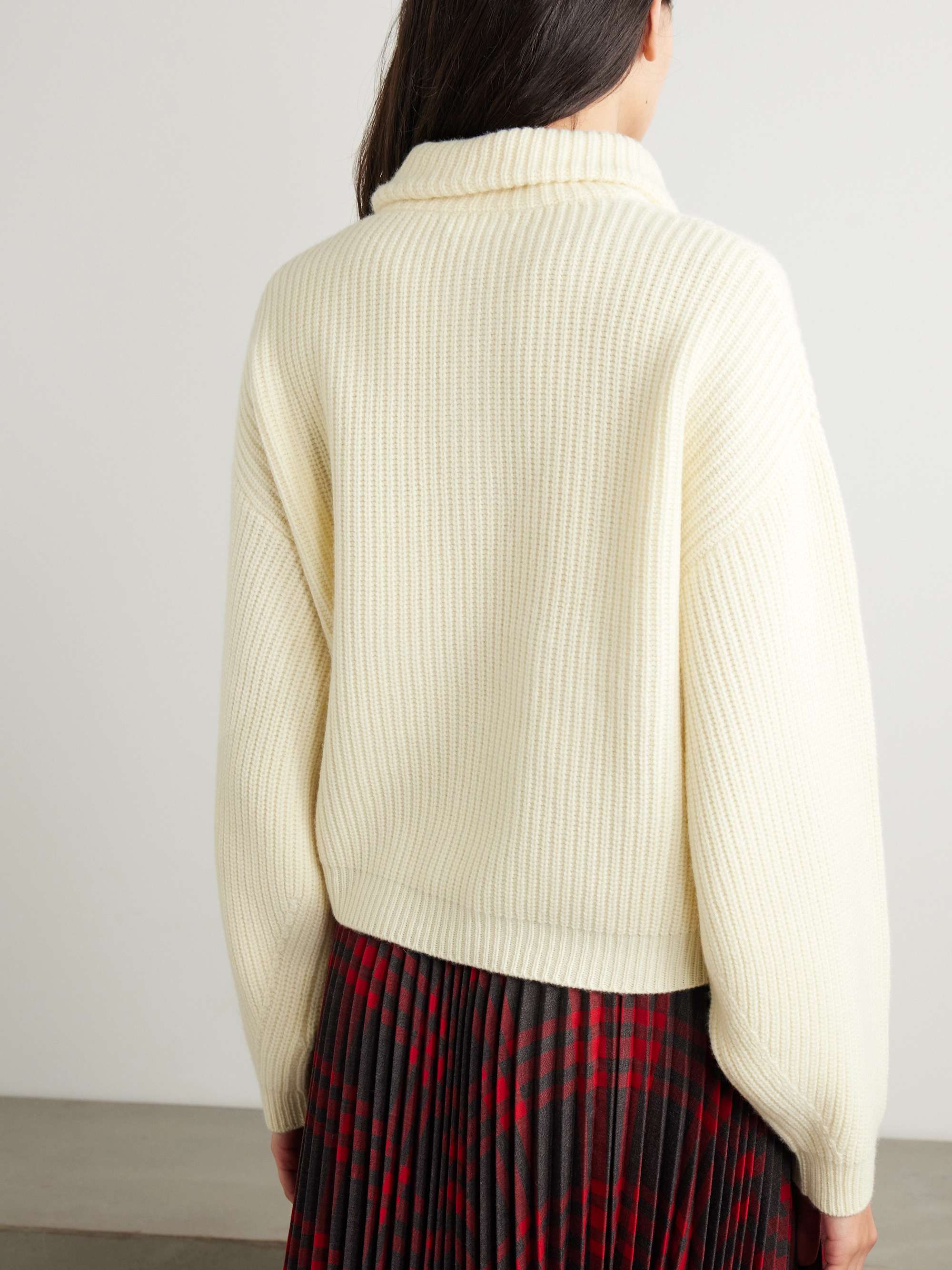 Marigold ribbed cashmere half-zip sweater view