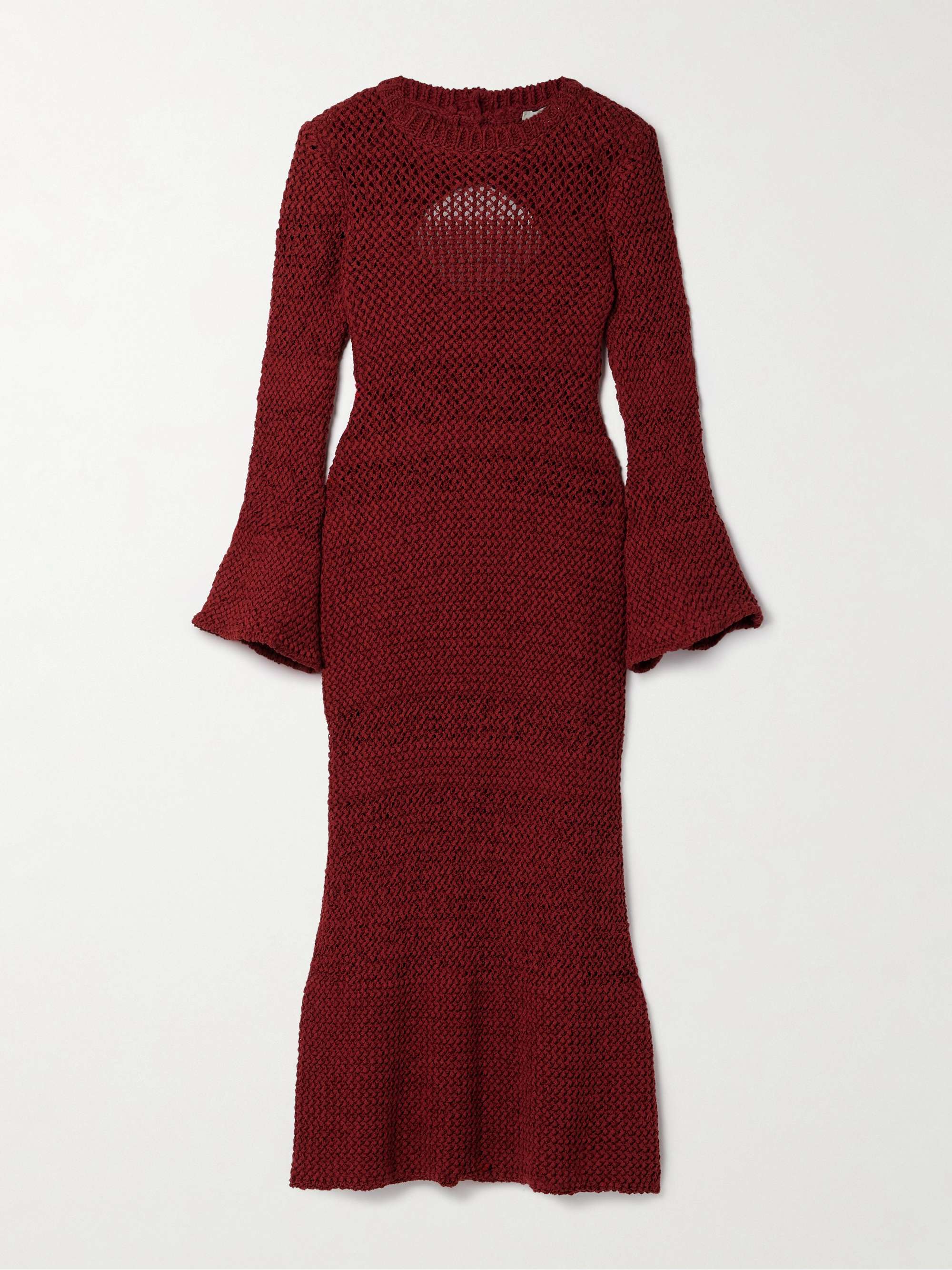 Open-knit organic cotton-blend midi dress view