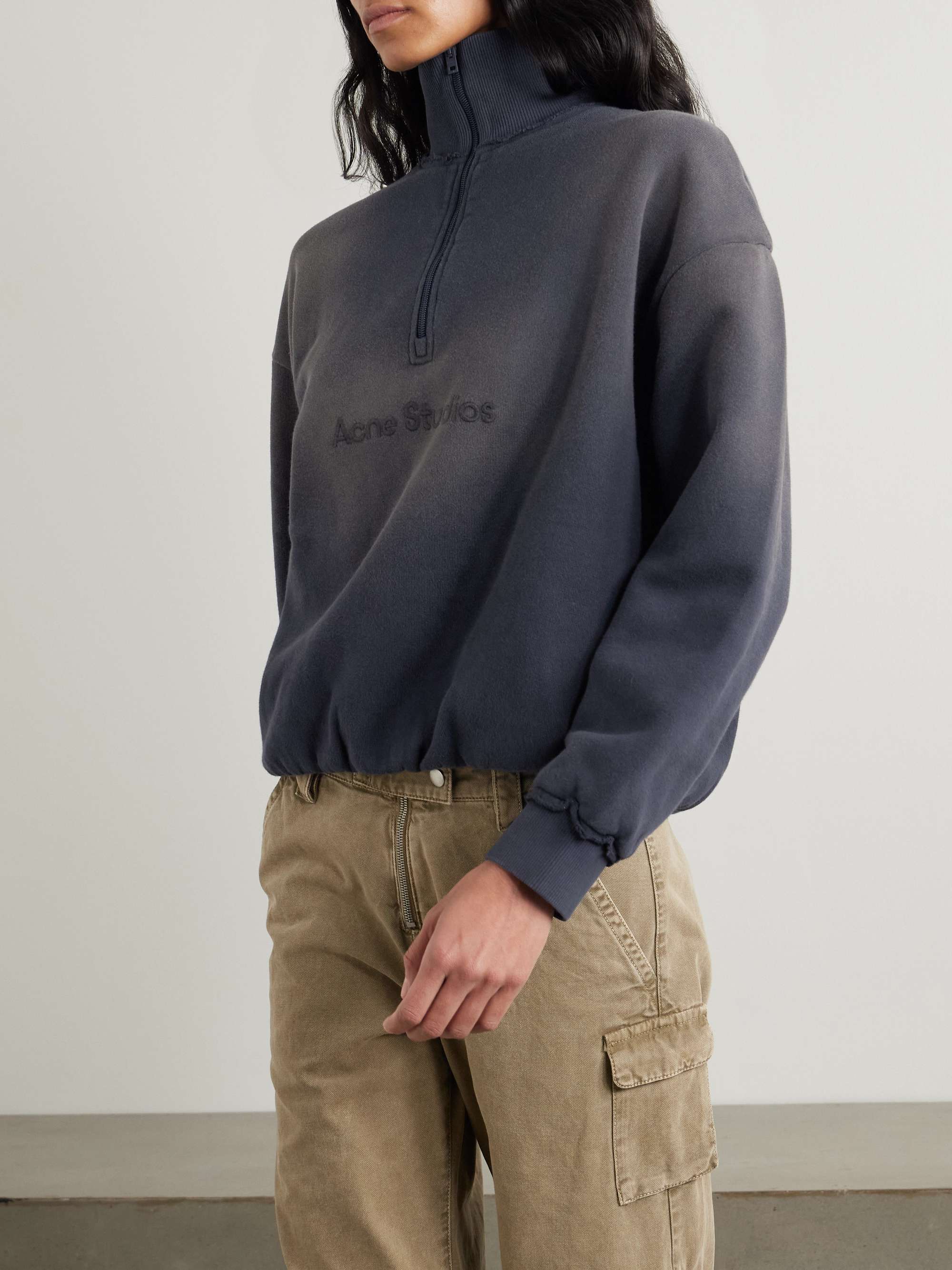 Embroidered frayed cotton-jersey sweatshirt view