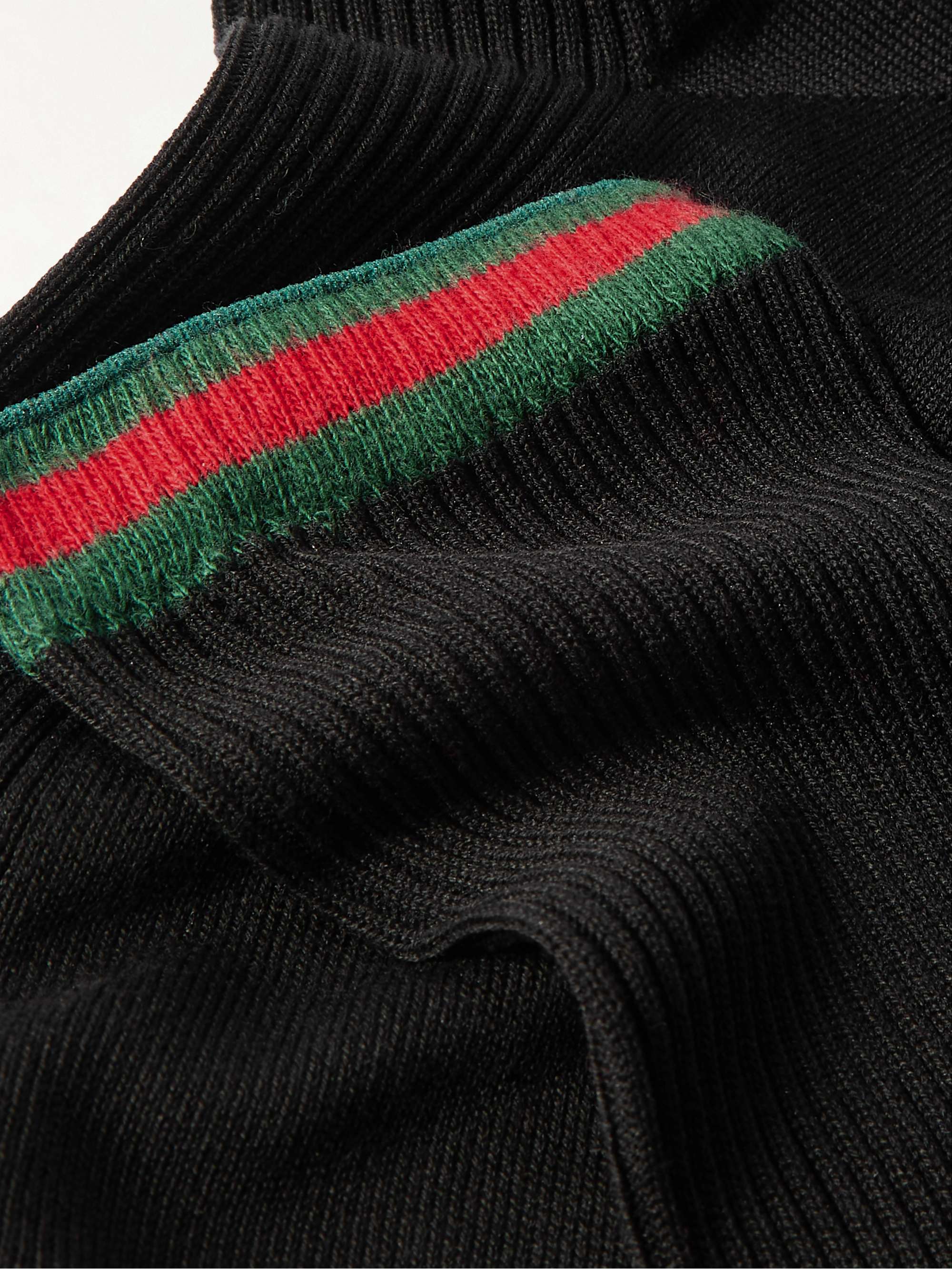 Striped ribbed cotton-jersey socks view