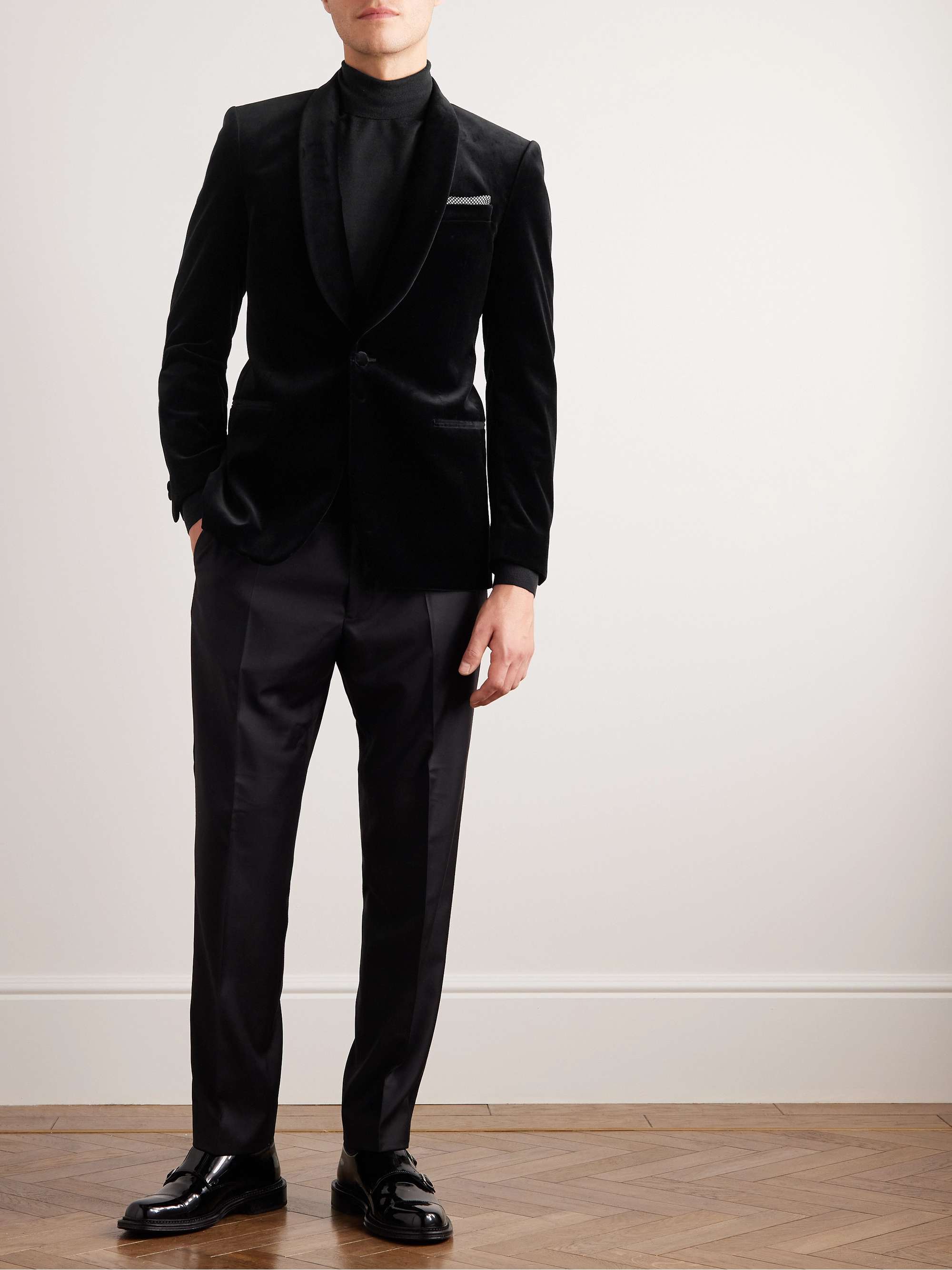 Cotton-Blend Velvet Tuxedo Jacket view