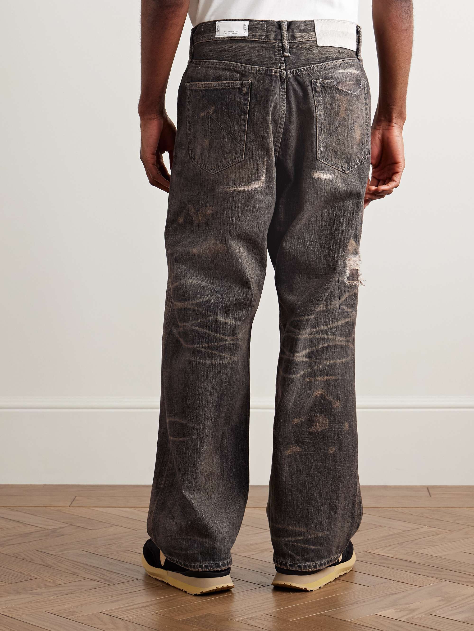 Savage Wide-Leg Distressed Selvedge Jeans view