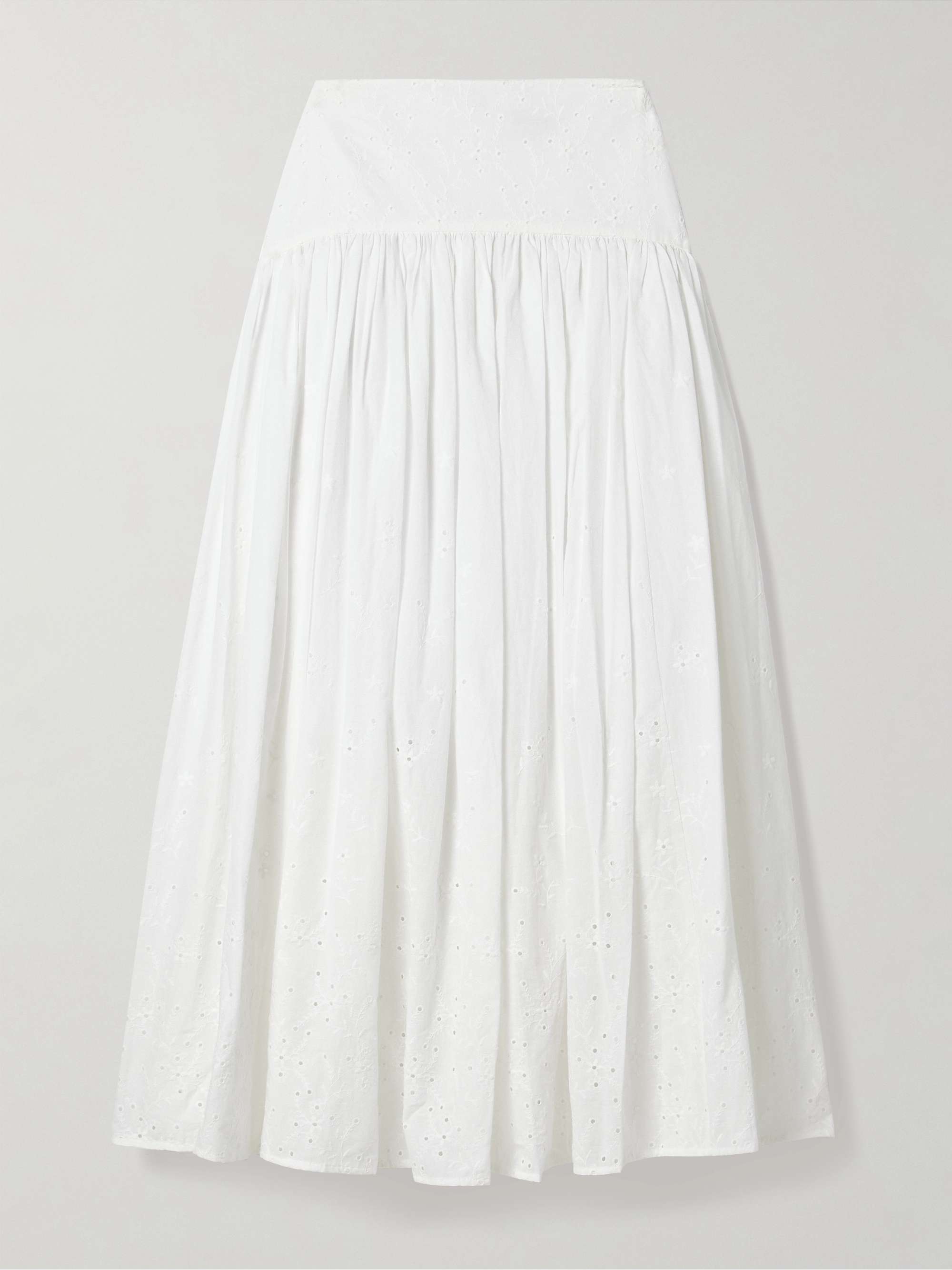 Procida gathered broderie anglaise cotton maxi skirt view