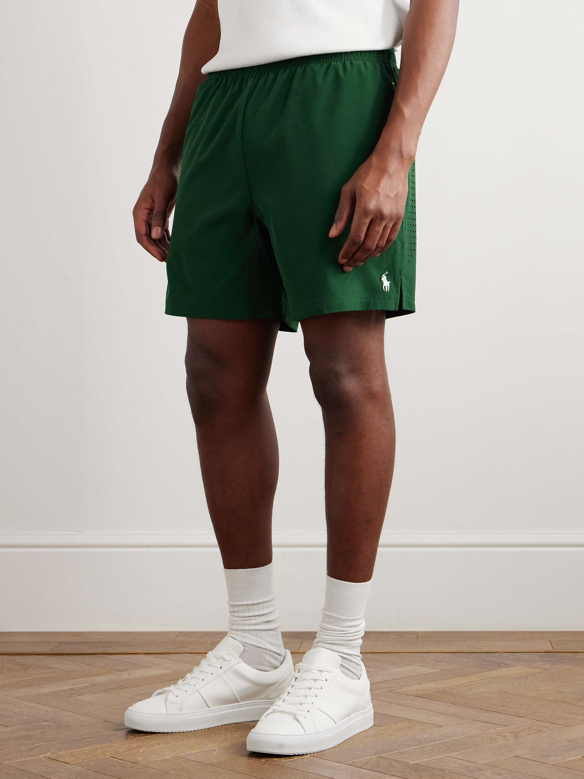 + Wimbledon Straight-Leg Perforated Stretch Recycled-Shell Shorts view