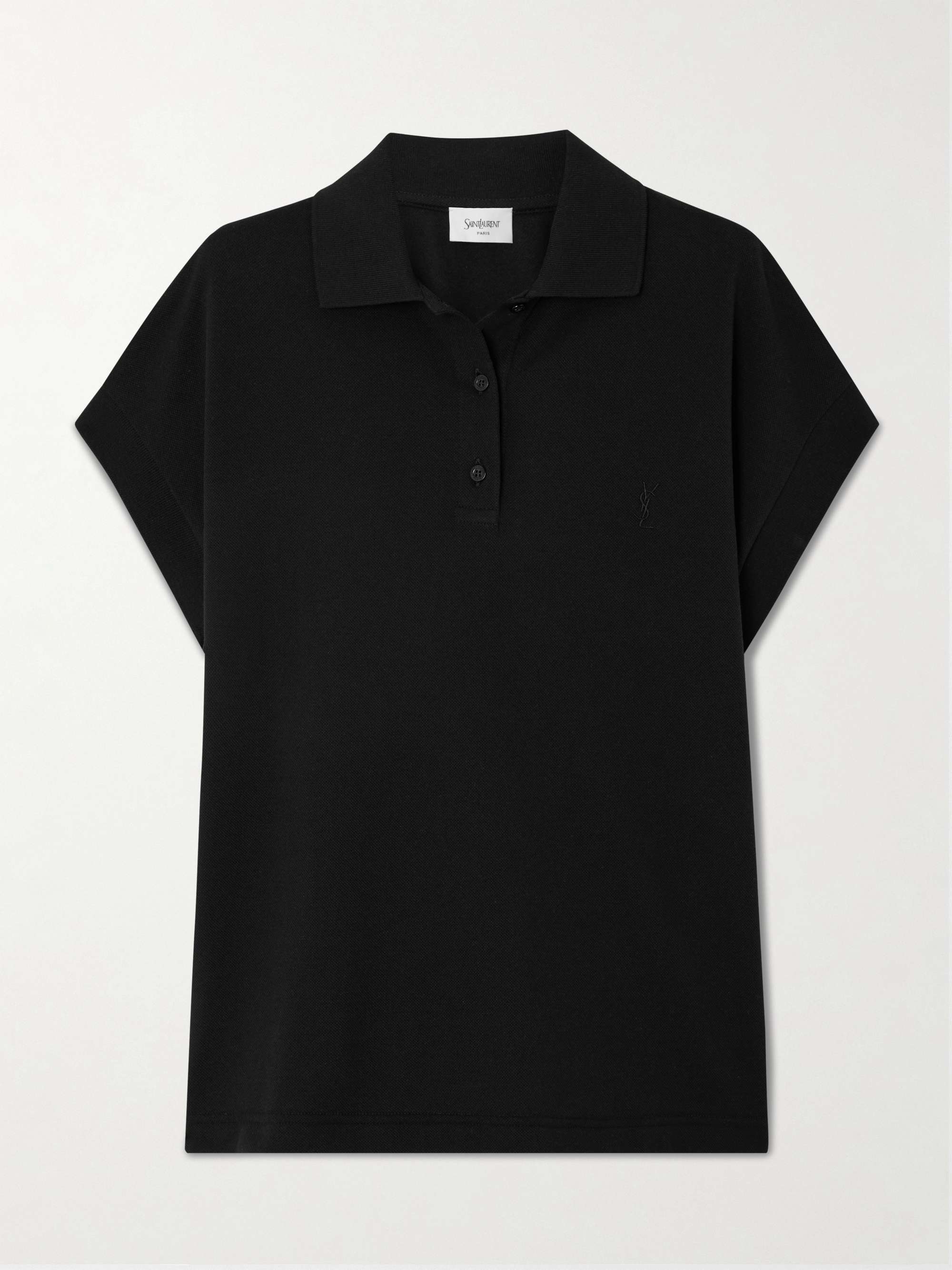 Embroidered cotton-blend piqué polo shirt view