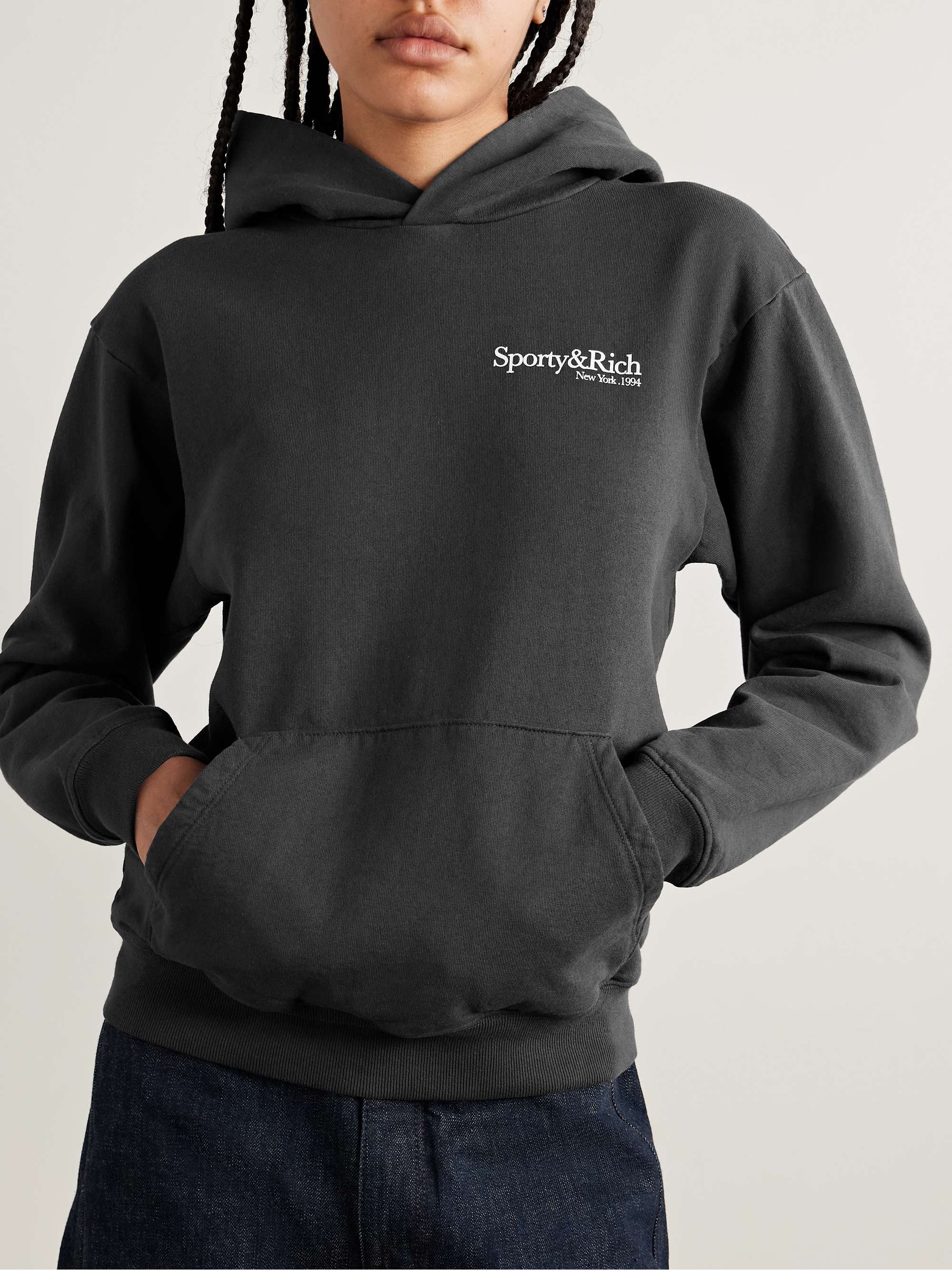 Printed cotton-jersey hoodie view