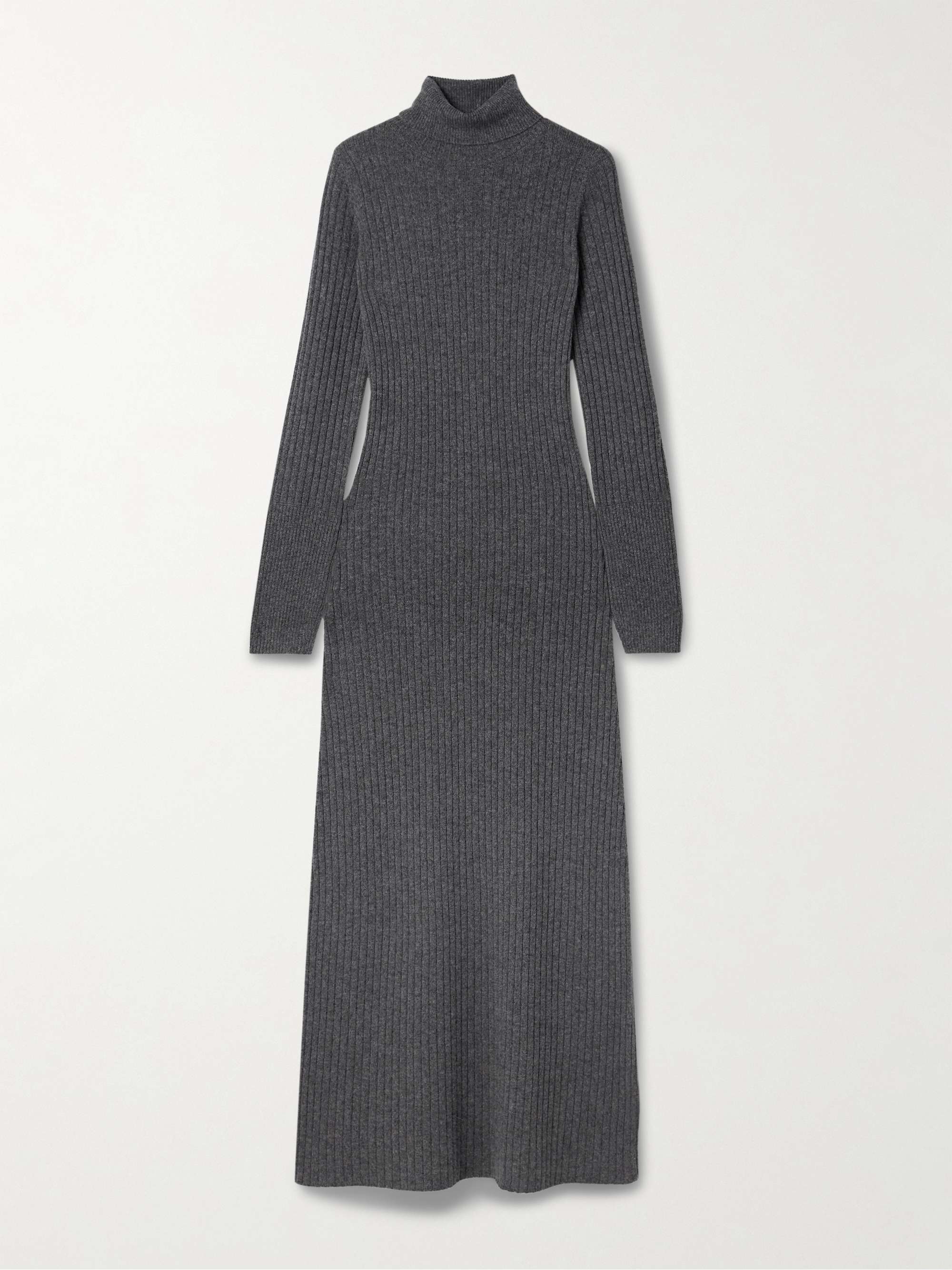 Ribbed cashmere turtleneck maxi dress view