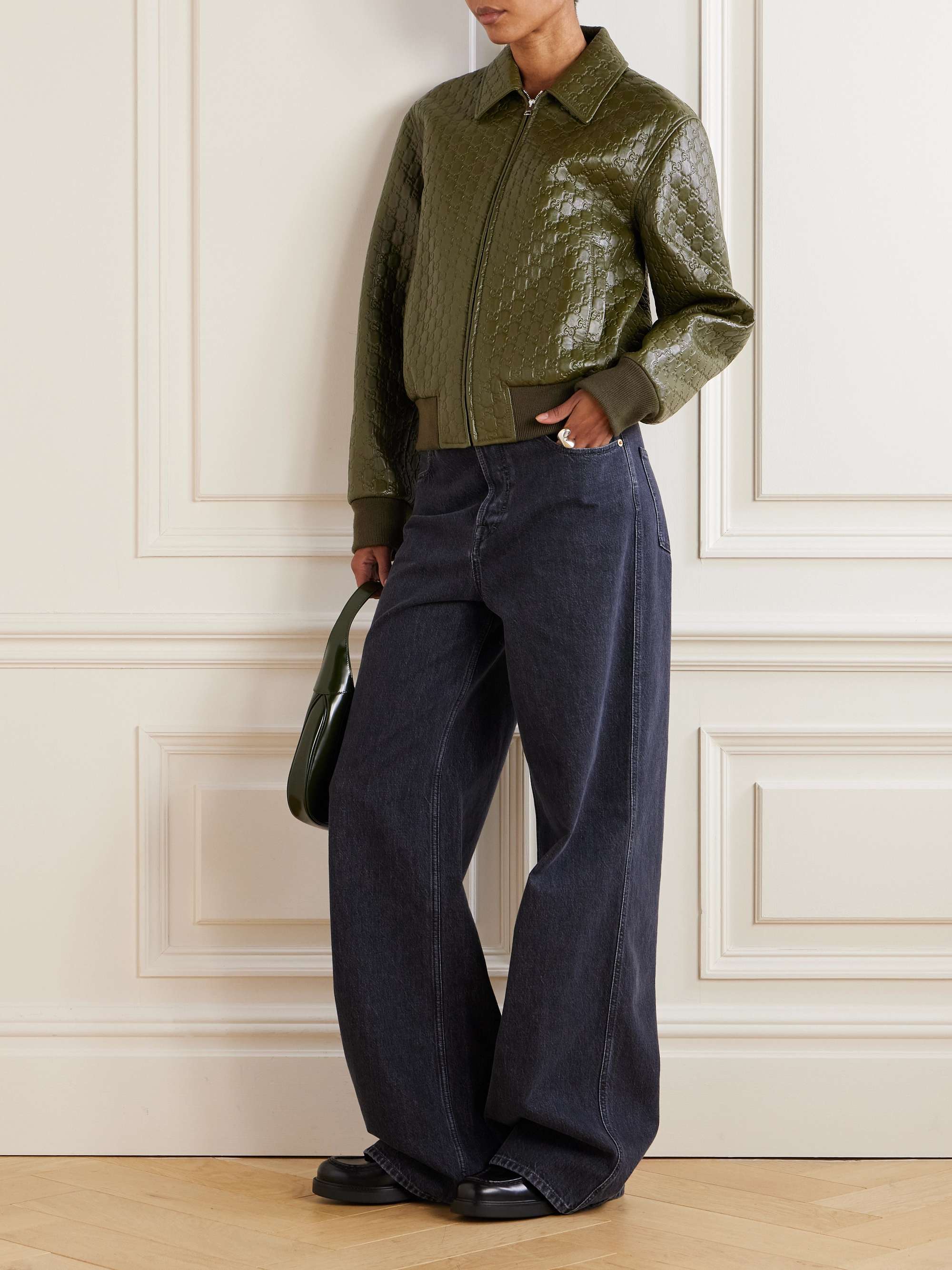 Embossed leather jacket view