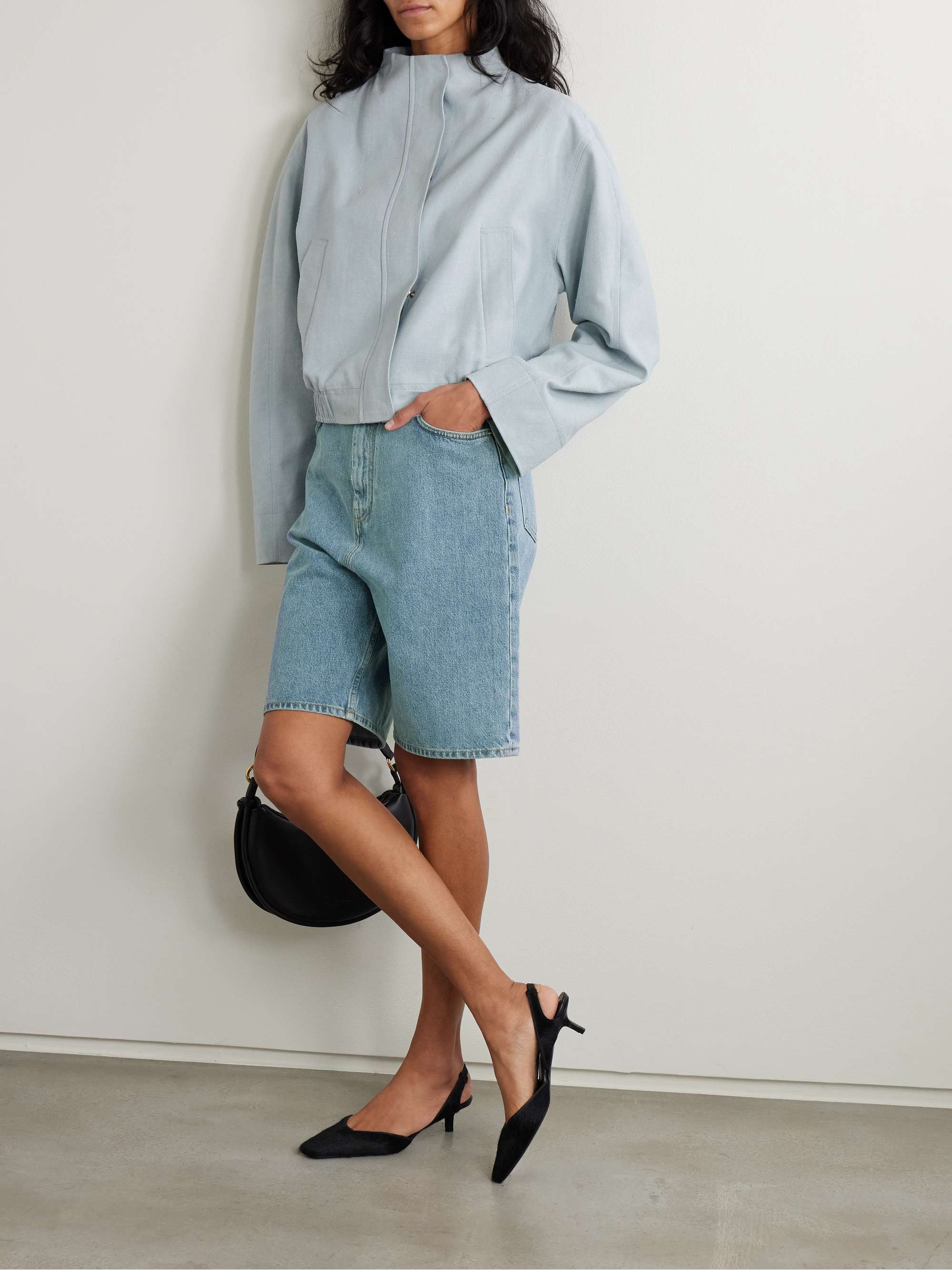 Isu high-rise organic denim shorts view