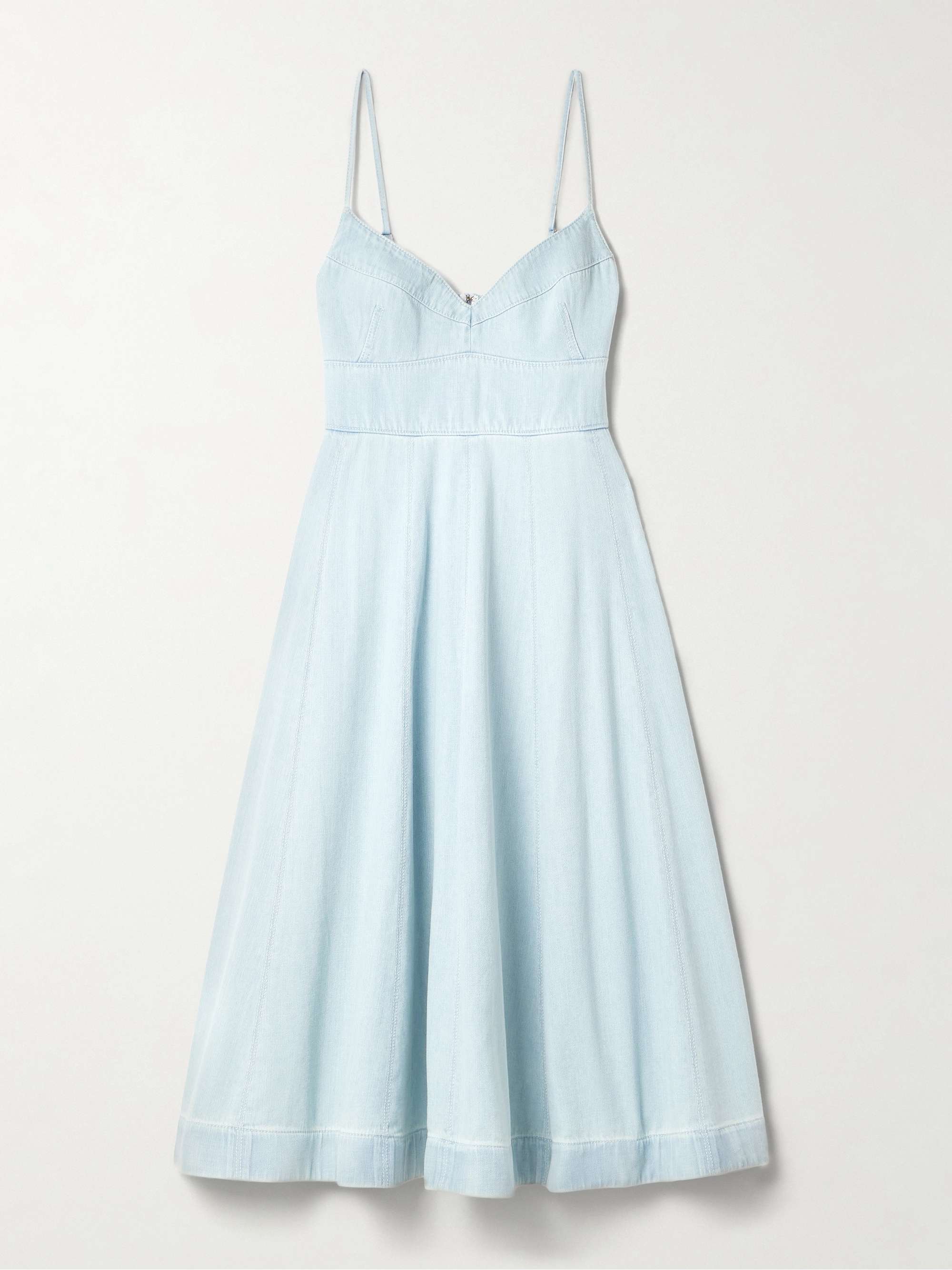 Acacia paneled denim midi dress view