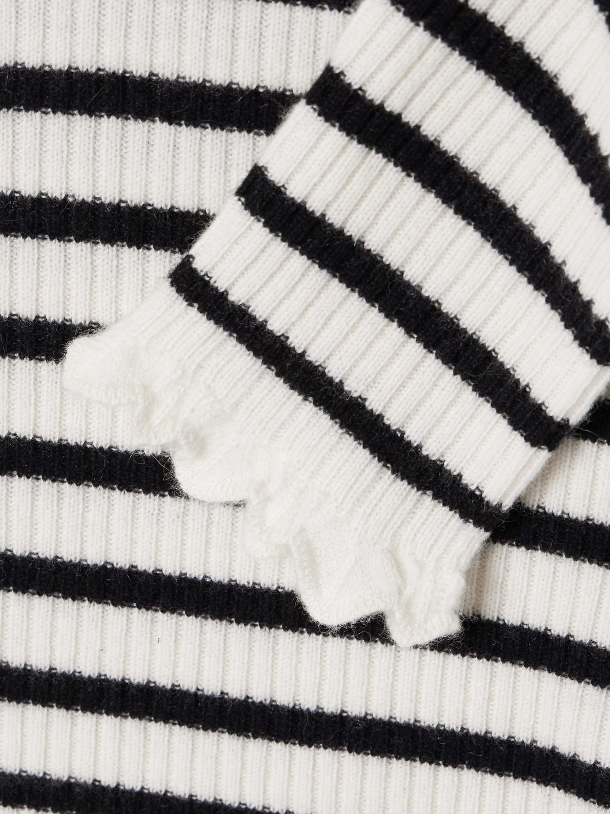 Annika ribbed striped cashmere turtleneck sweater view