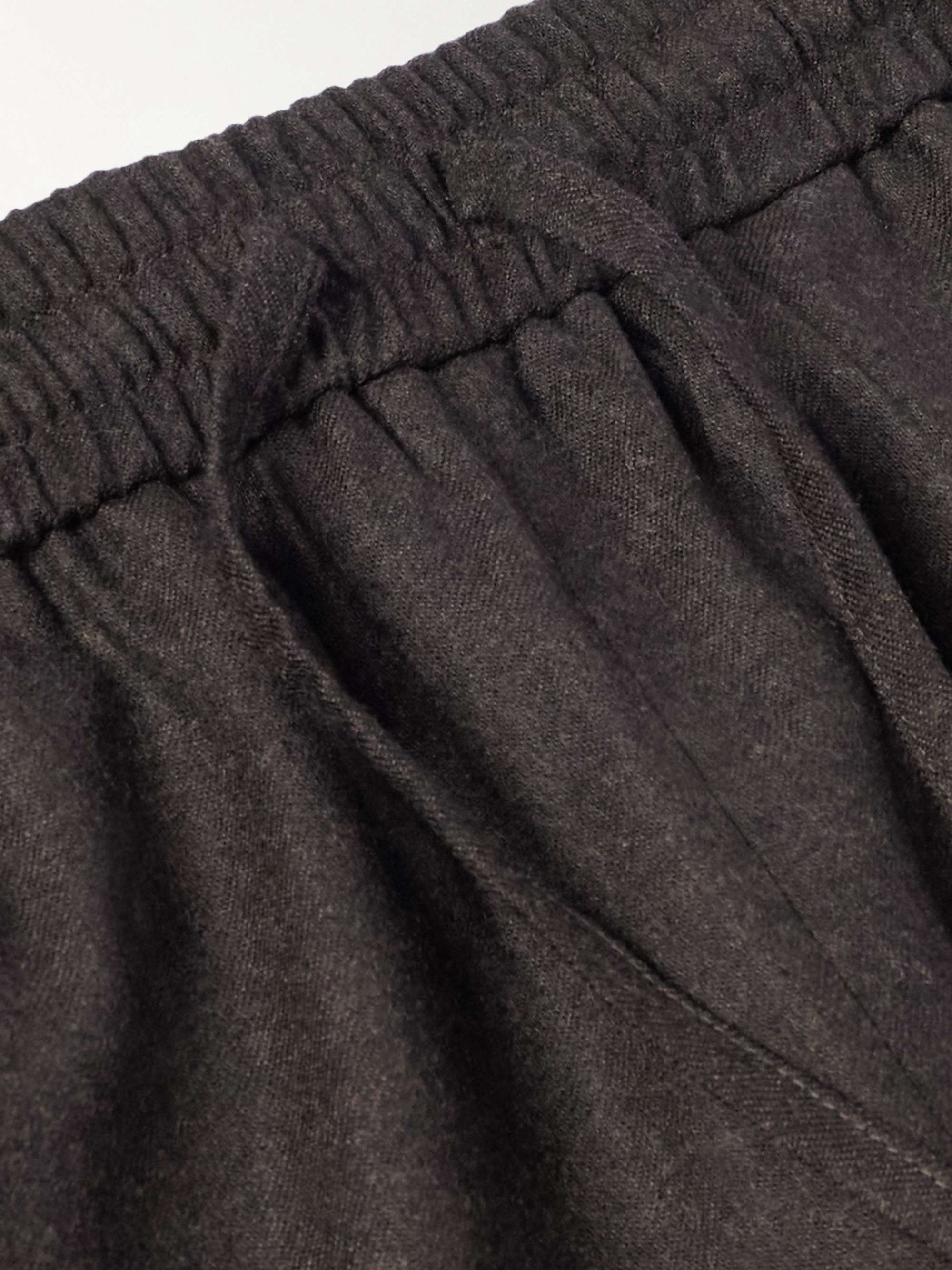 Tapered Super 130s Wool-Flannel Drawstring Trousers view