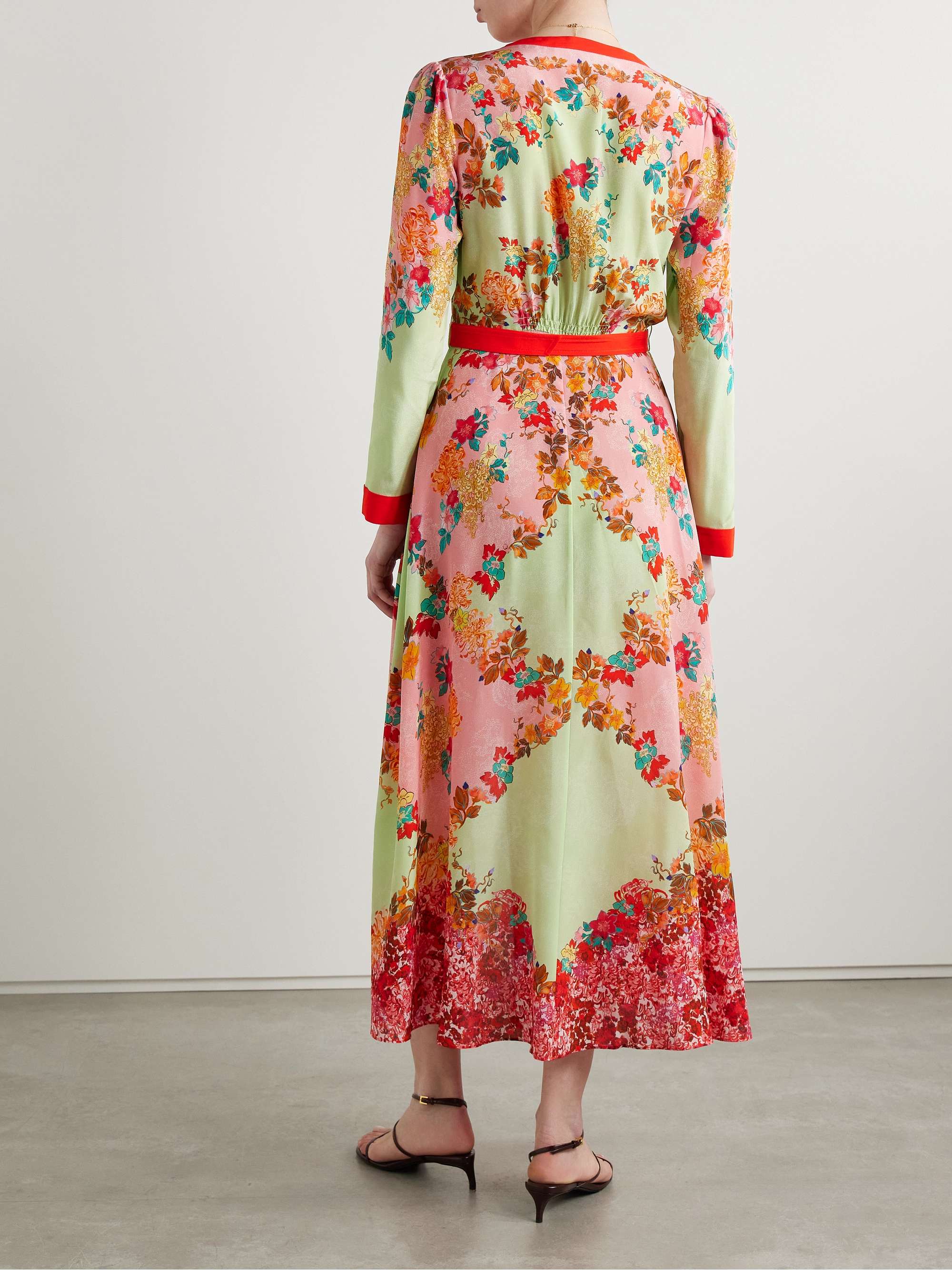 Lea belted floral-print silk crepe de chine maxi dress view