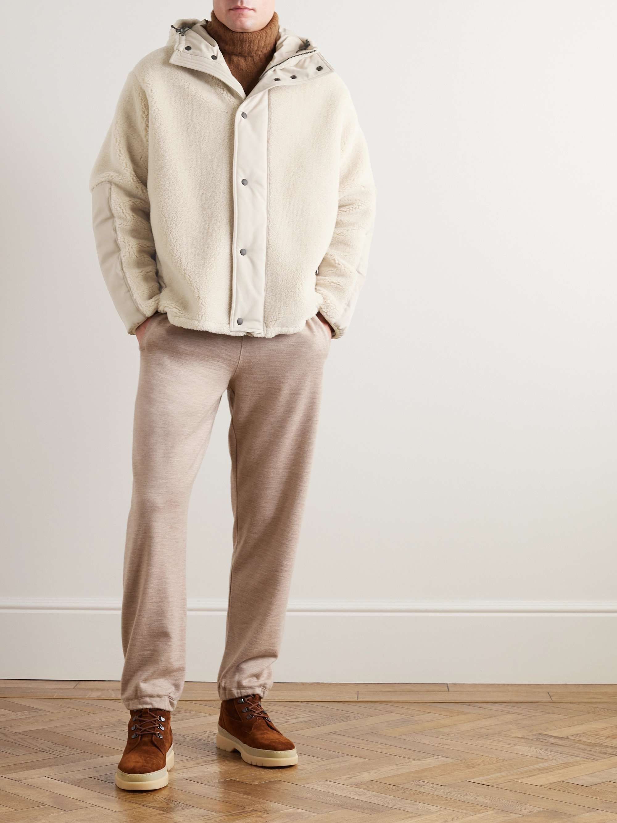 Shell-Trimmed Cashmere and Silk-Blend Fleece Jacket view