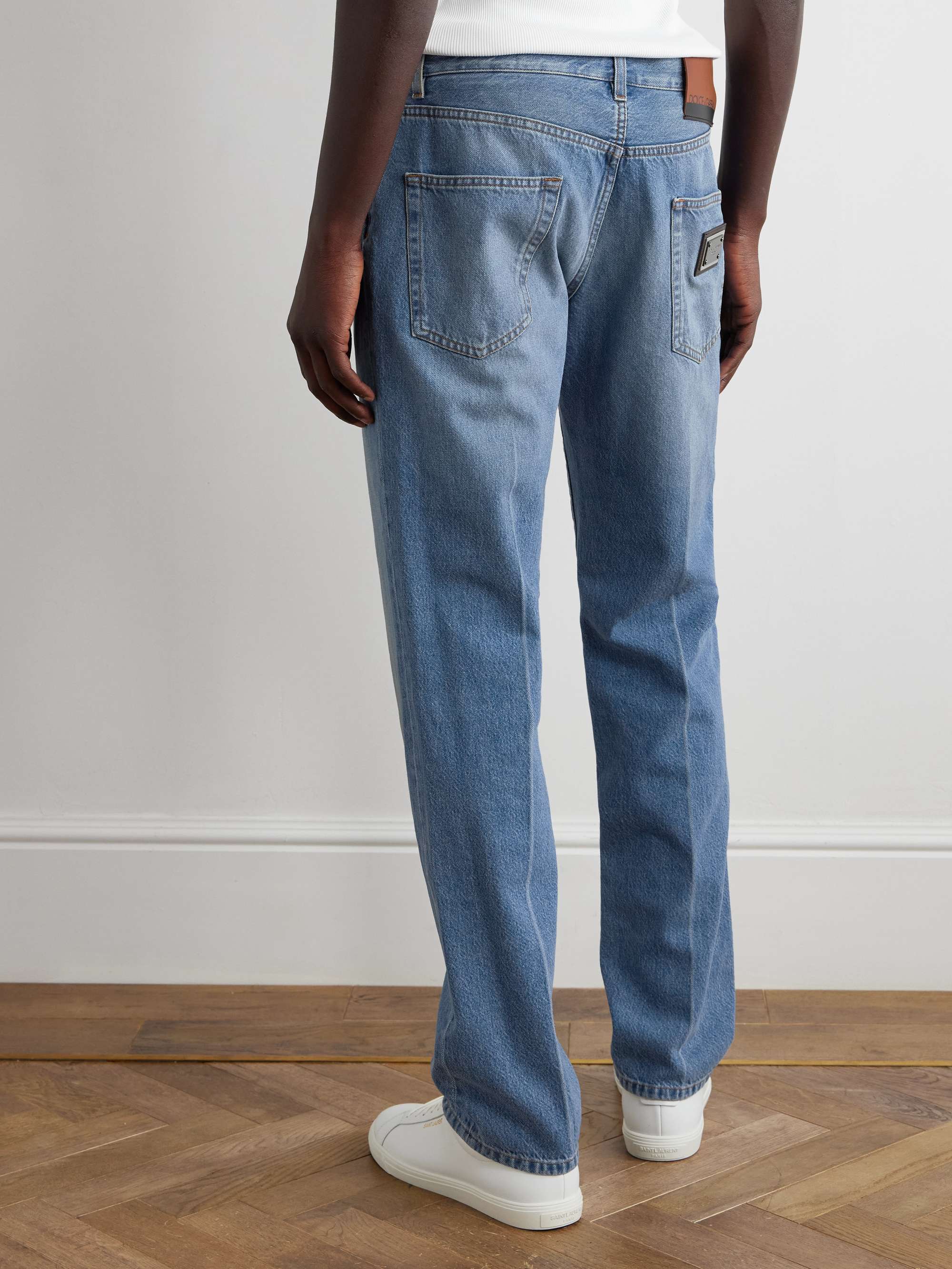Straight-Leg Logo-Appliquéd Jeans view