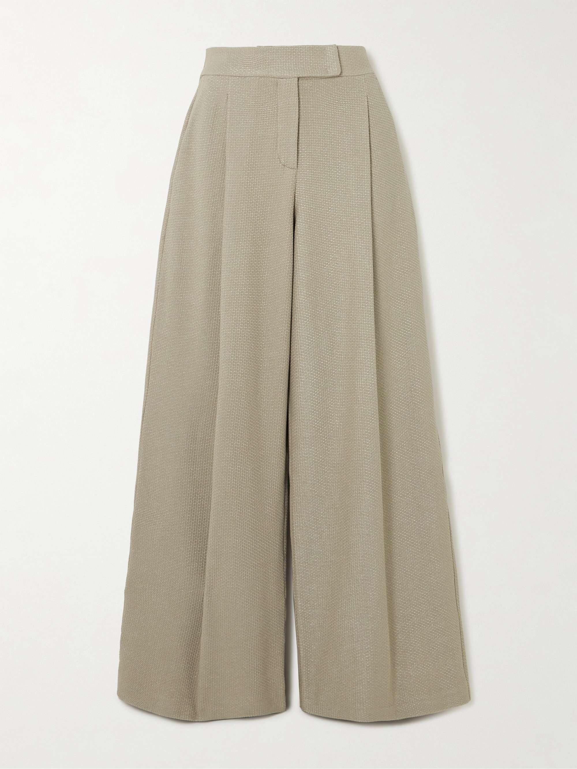 Aereo pleated metallic cotton-blend jacquard wide-leg pants view