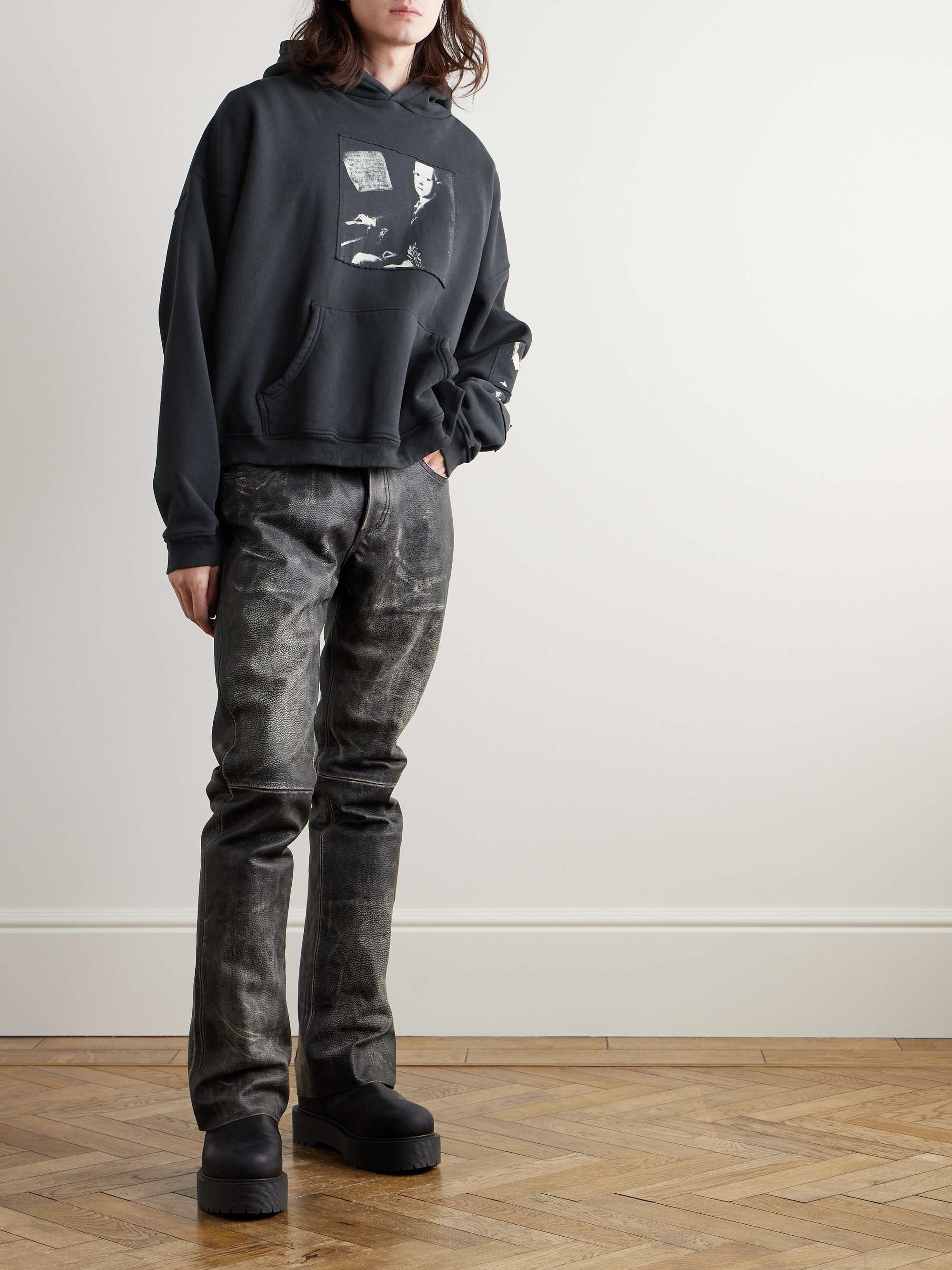 Printed Patchwork Cotton-Jersey Hoodie view