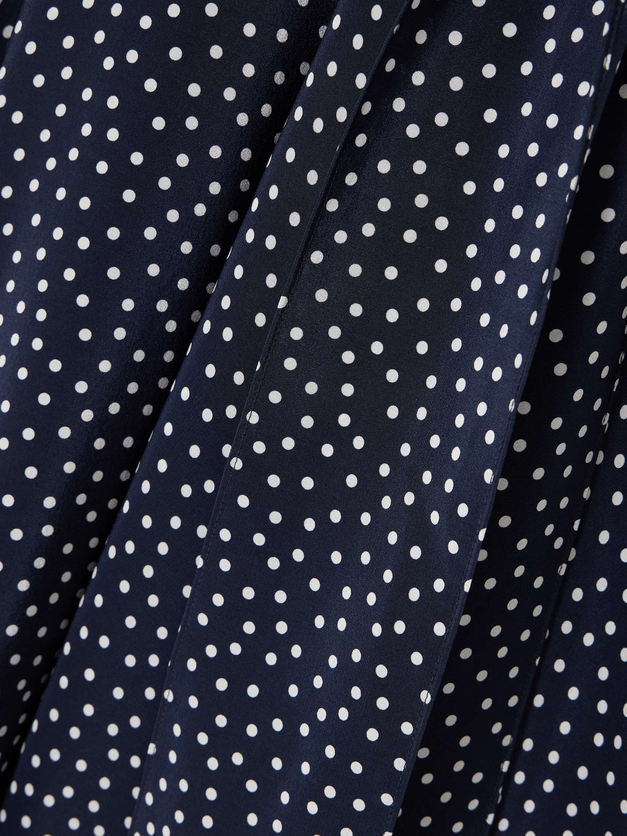 Pleated polka-dot silk crepe de chine midi wrap-effect skirt view