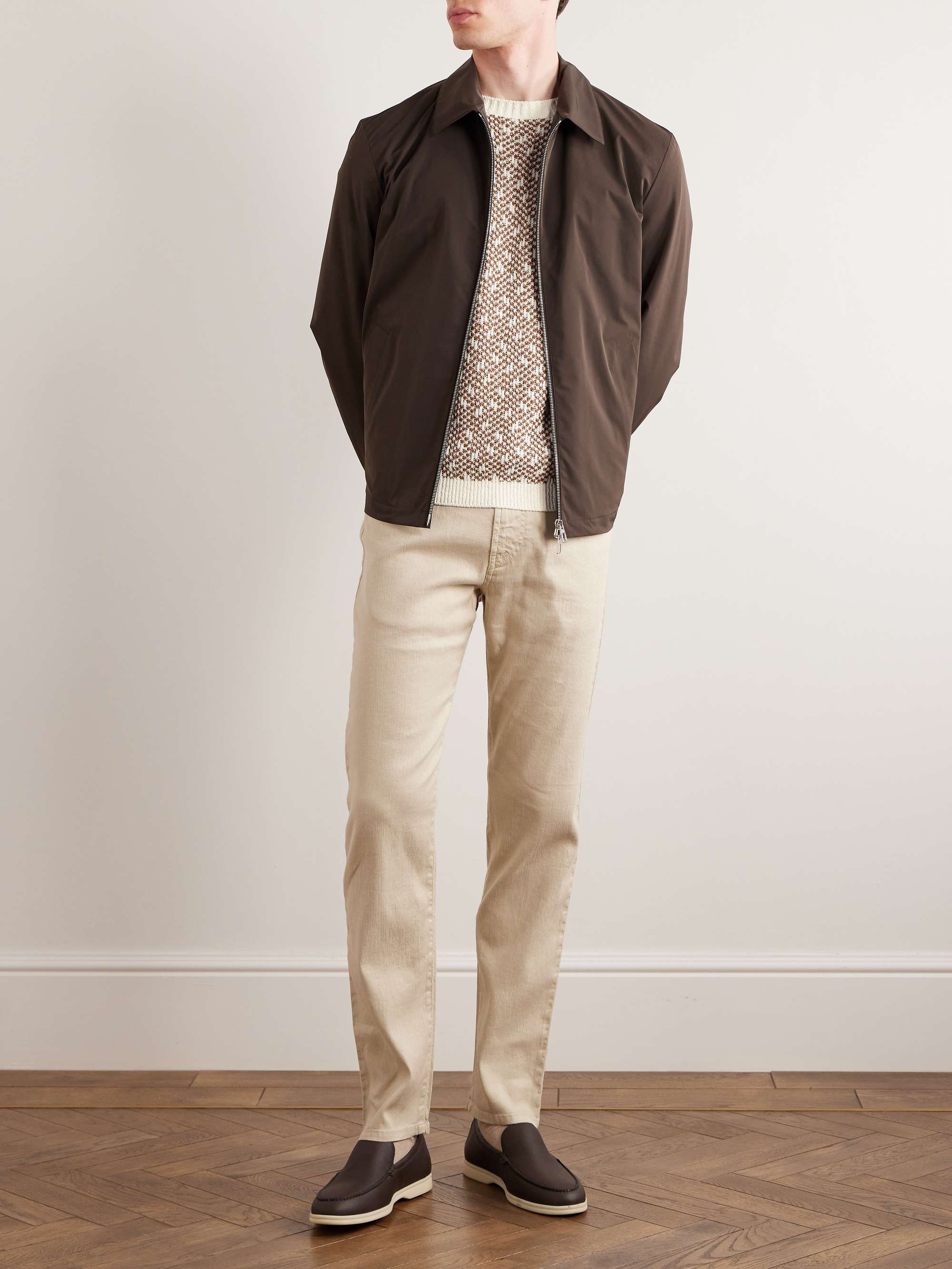 Jacquard-Knit Linen-Bouclé Sweater view