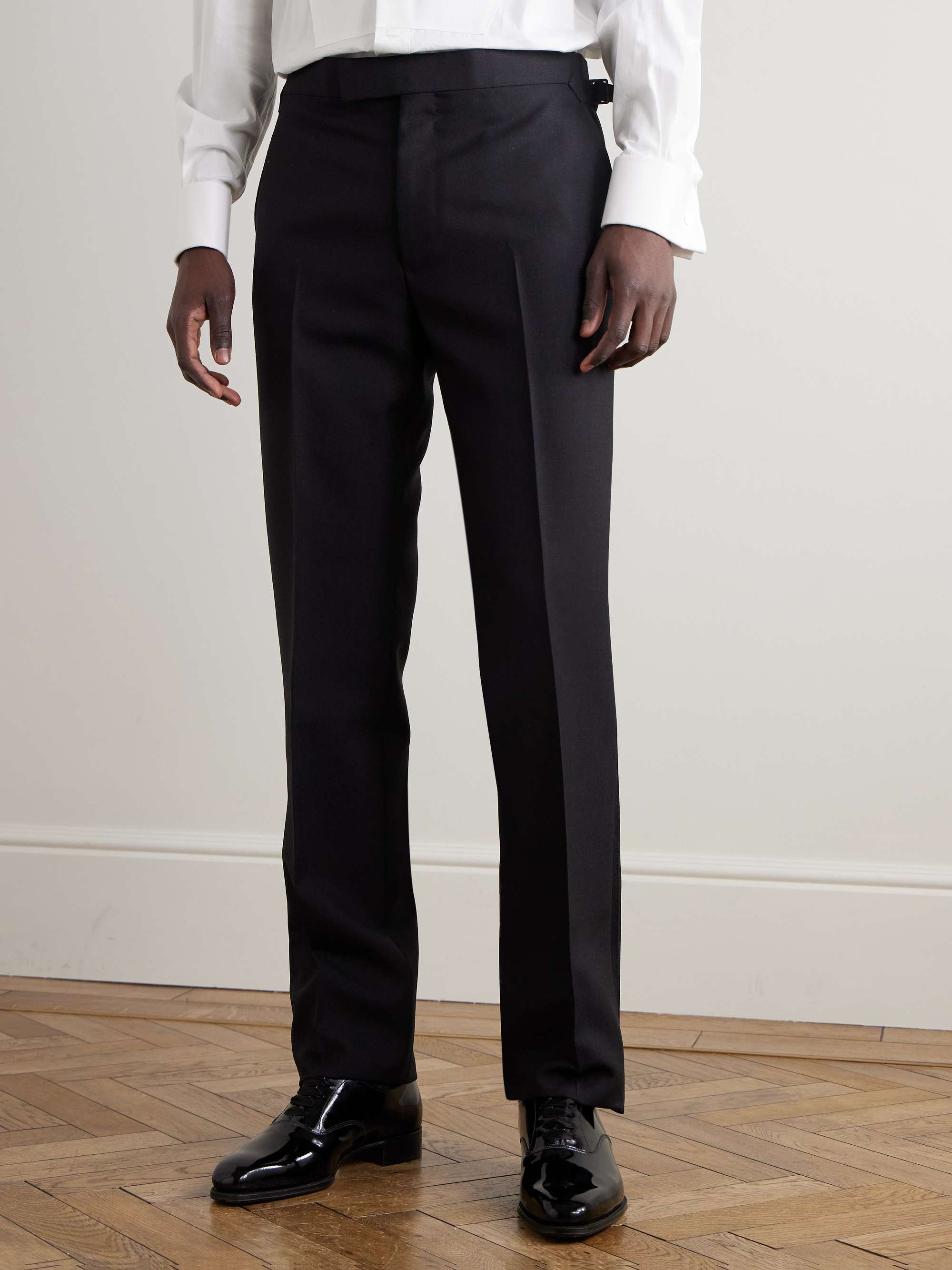 Eggsy's Black Wool and Mohair-Blend Tuxedo Trousers view