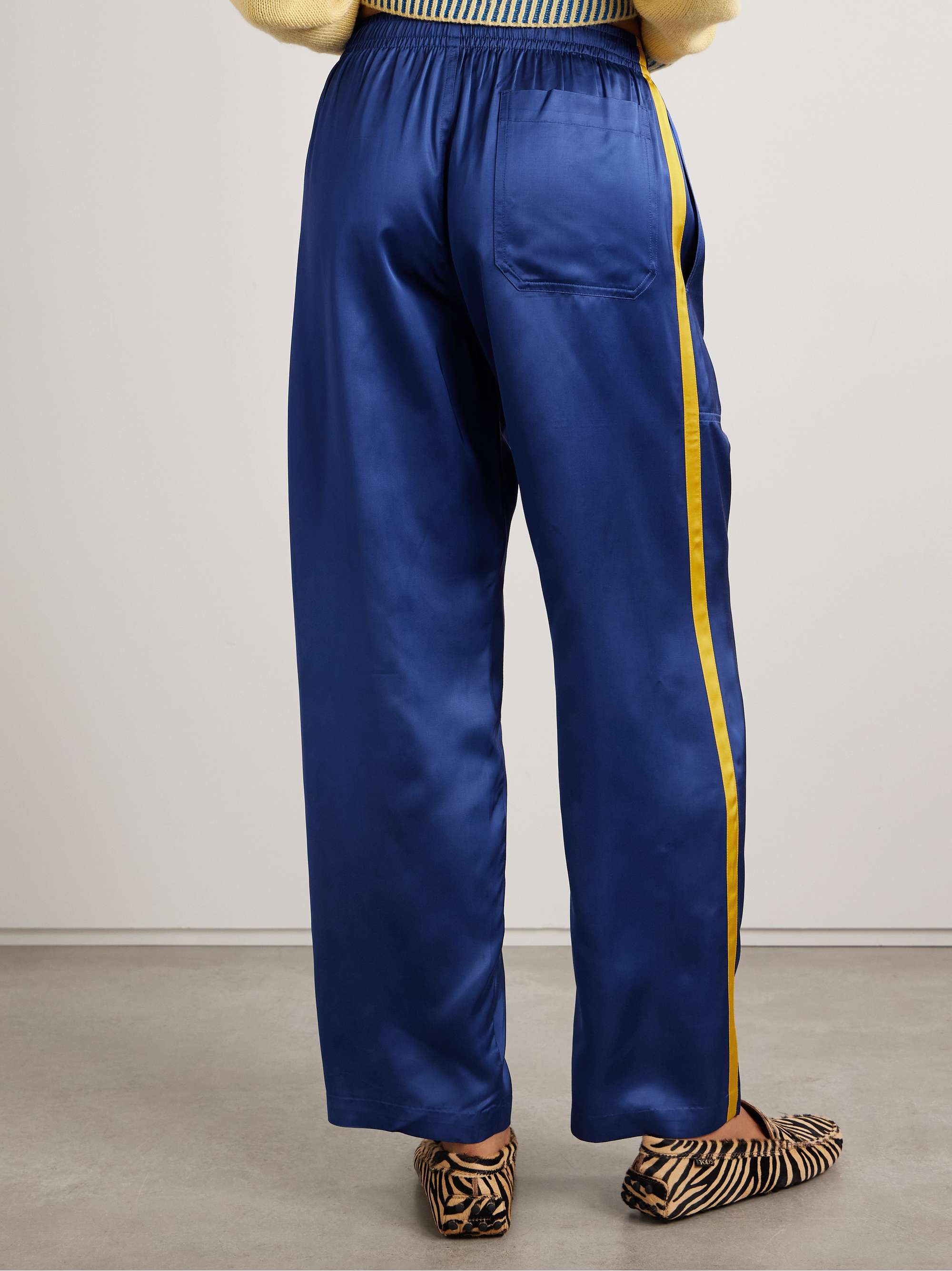 Striped satin wide-leg track pants view