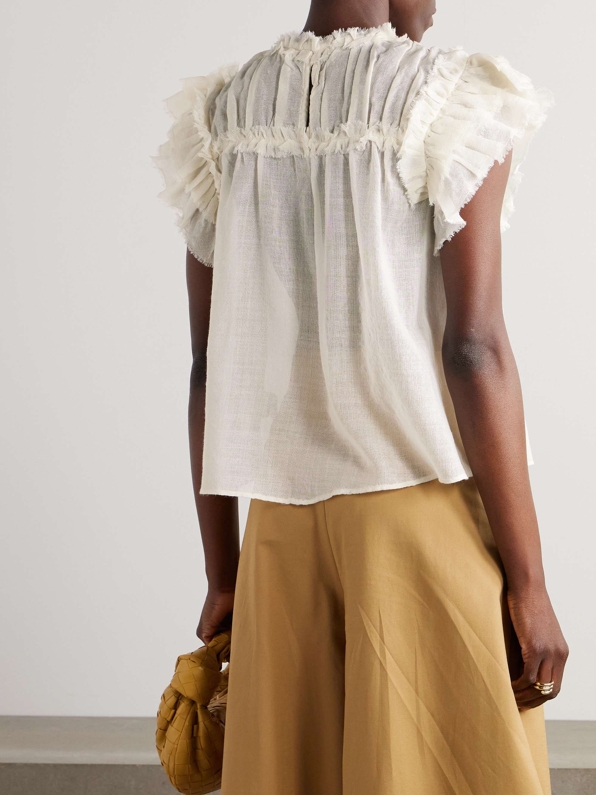 Esme frayed ruffled wool-gauze blouse view