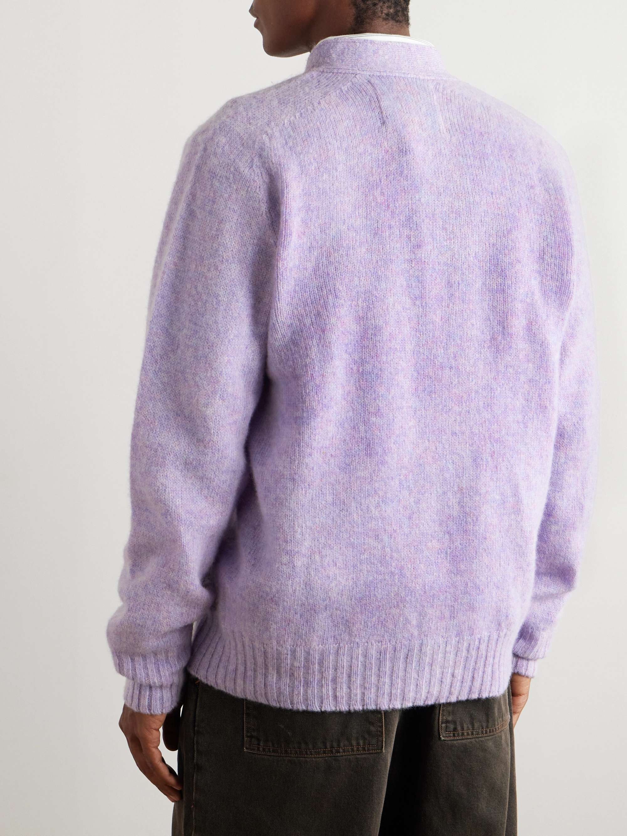 Shaggy Bear Logo-Appliquéd Wool Cardigan view