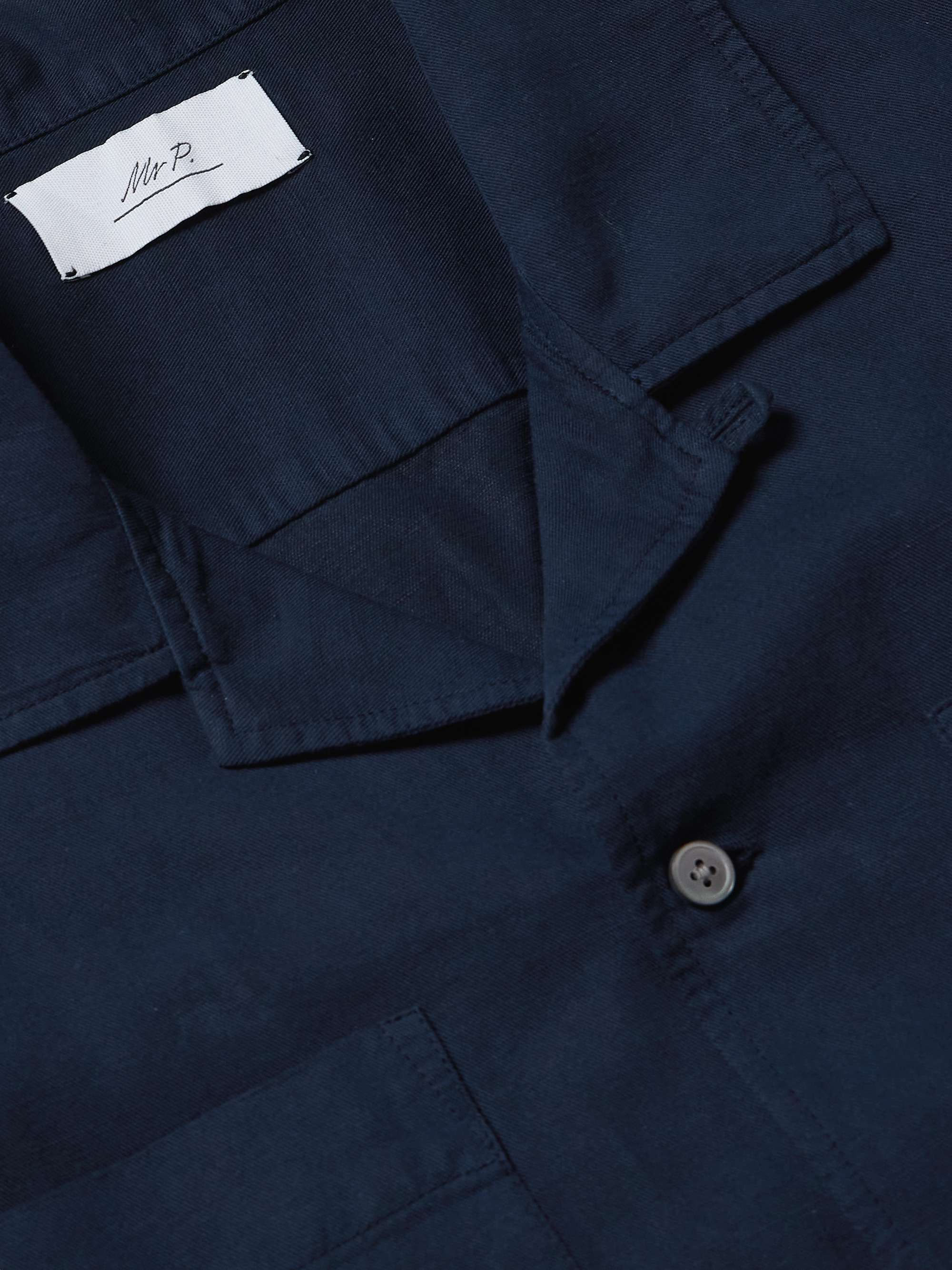 Michael Convertible-Collar Garment-Dyed Cotton and Linen-Blend Twill Shirt view