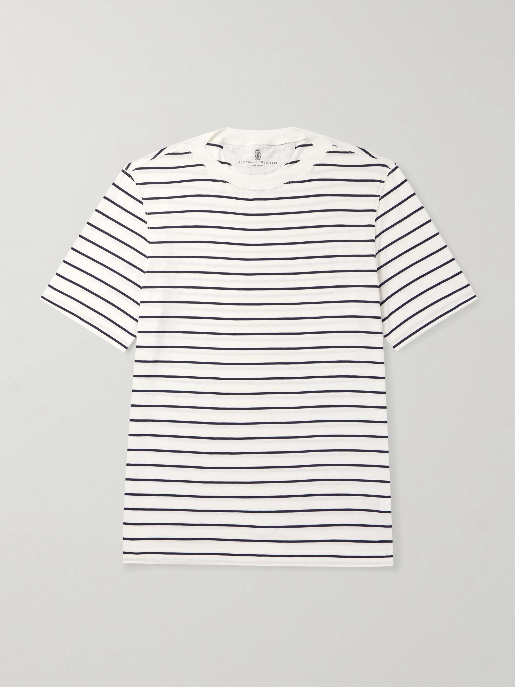Striped Silk and Cotton-Blend Jersey T-Shirt view