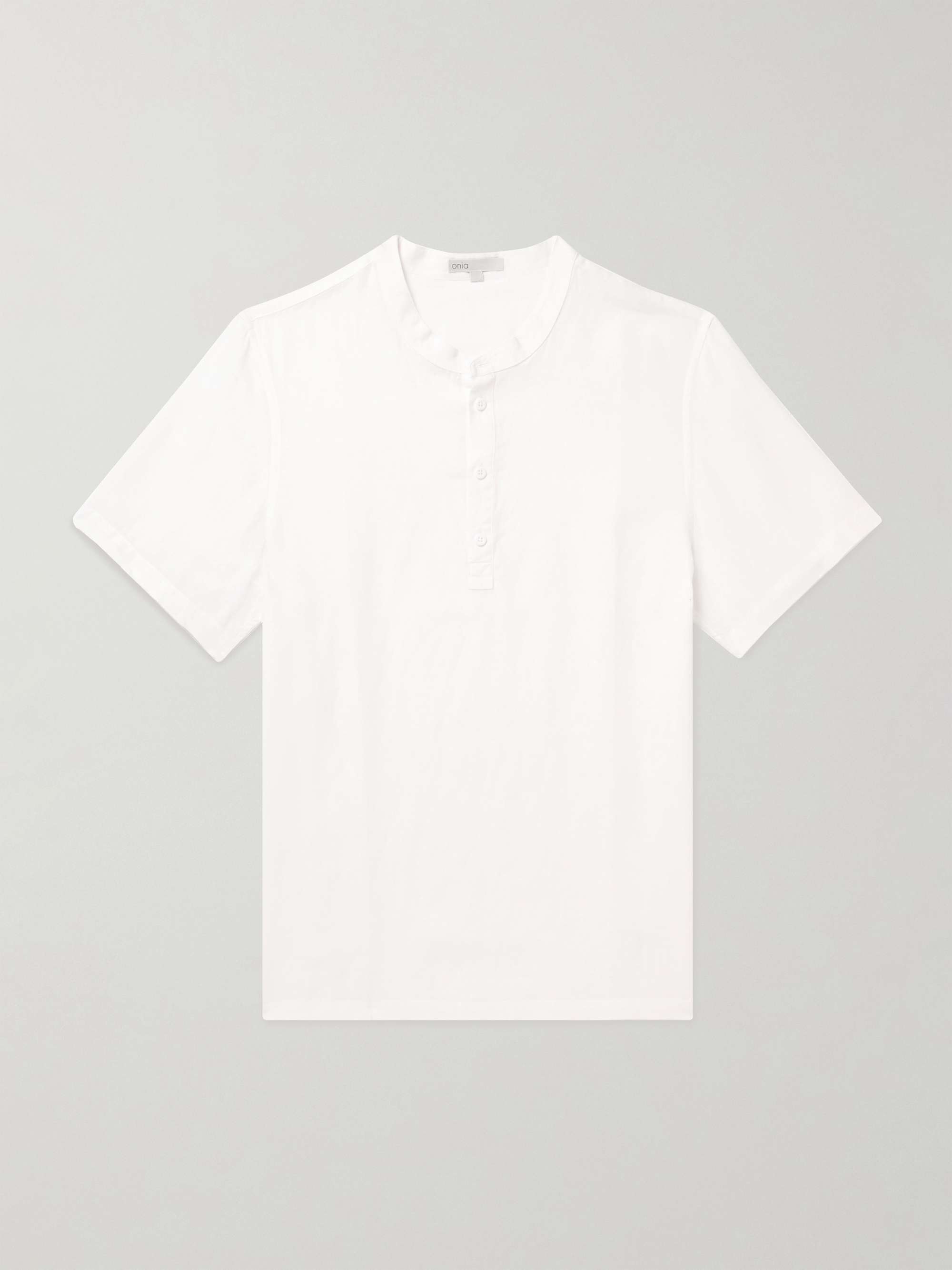 Linen and Lyocell-Blend Gauze Henley T-Shirt view