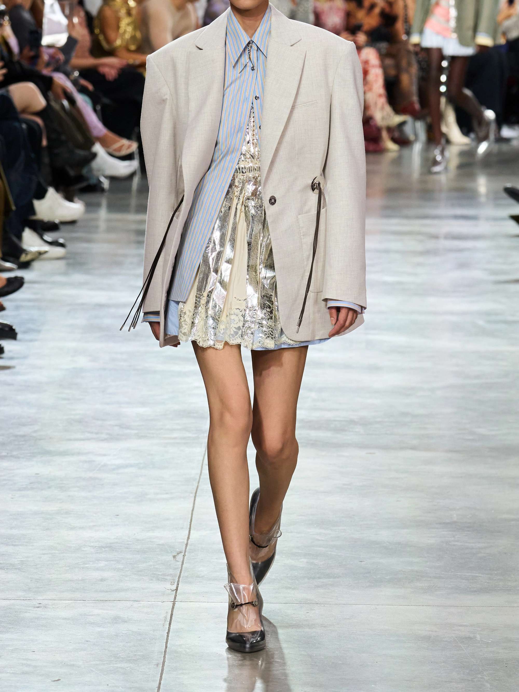 Embellished gathered wool and cotton-blend blazer view