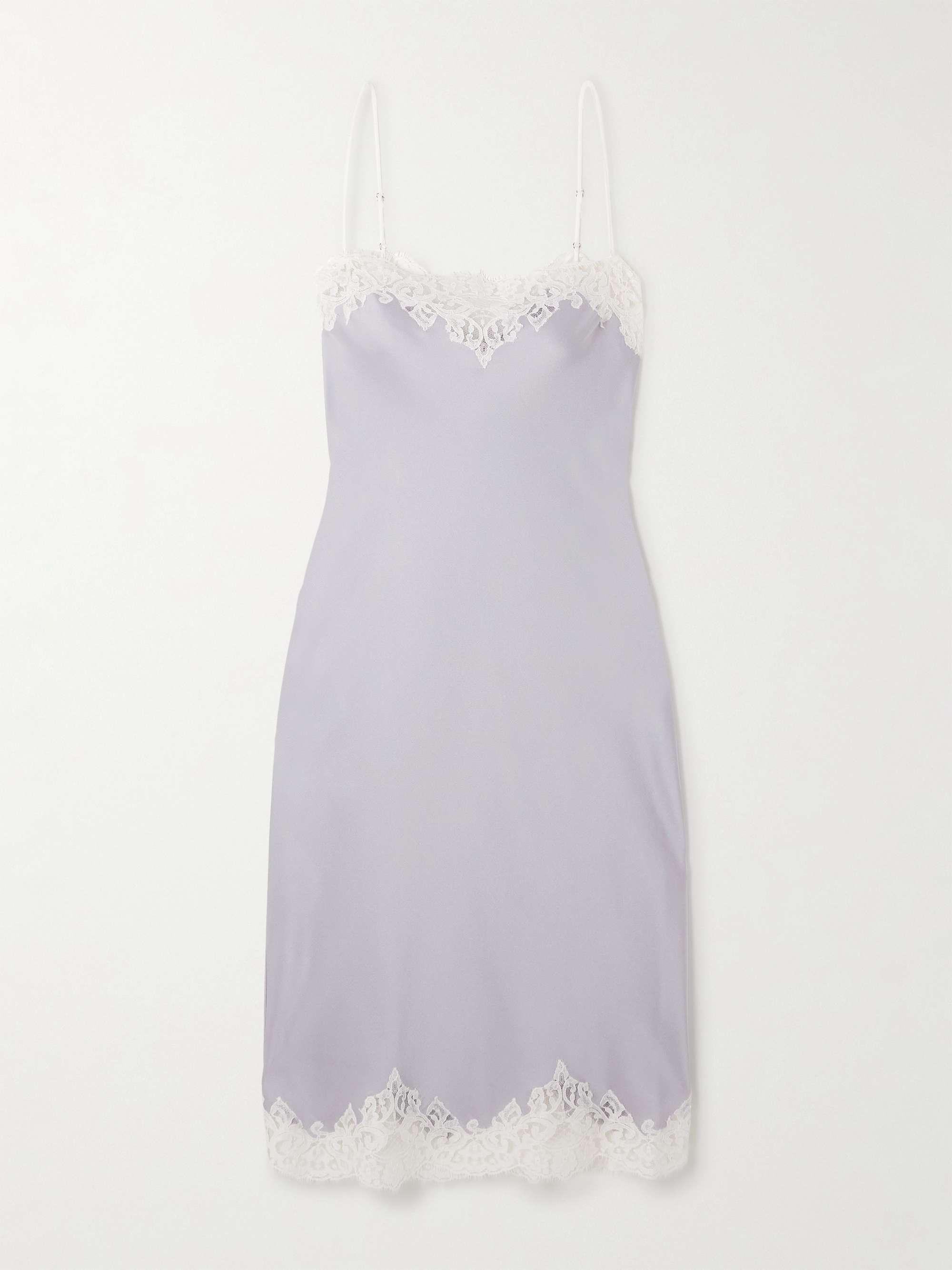 Lace-trimmed satin-crepe dress view