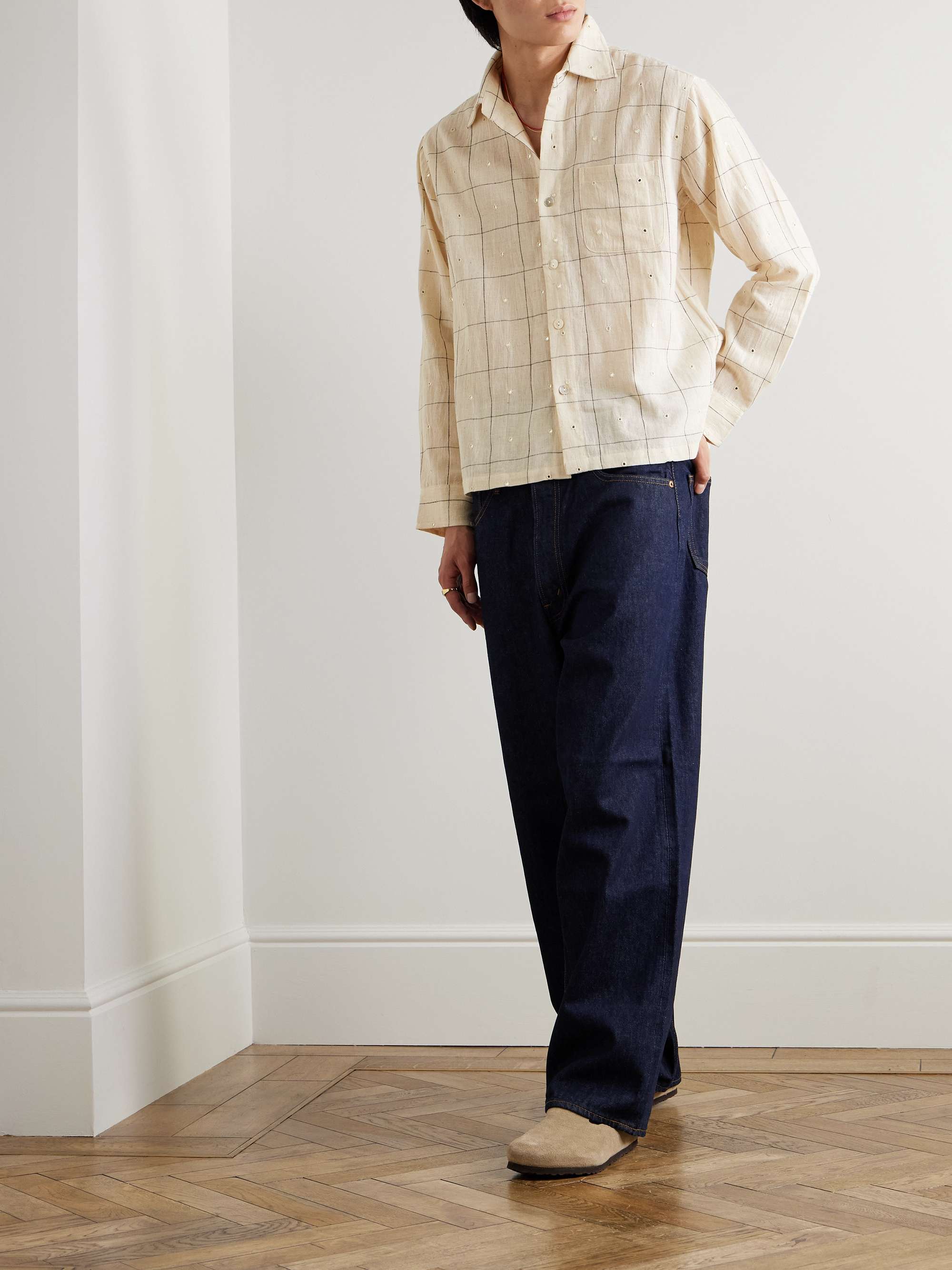 Embellished Checked Cotton Shirt view