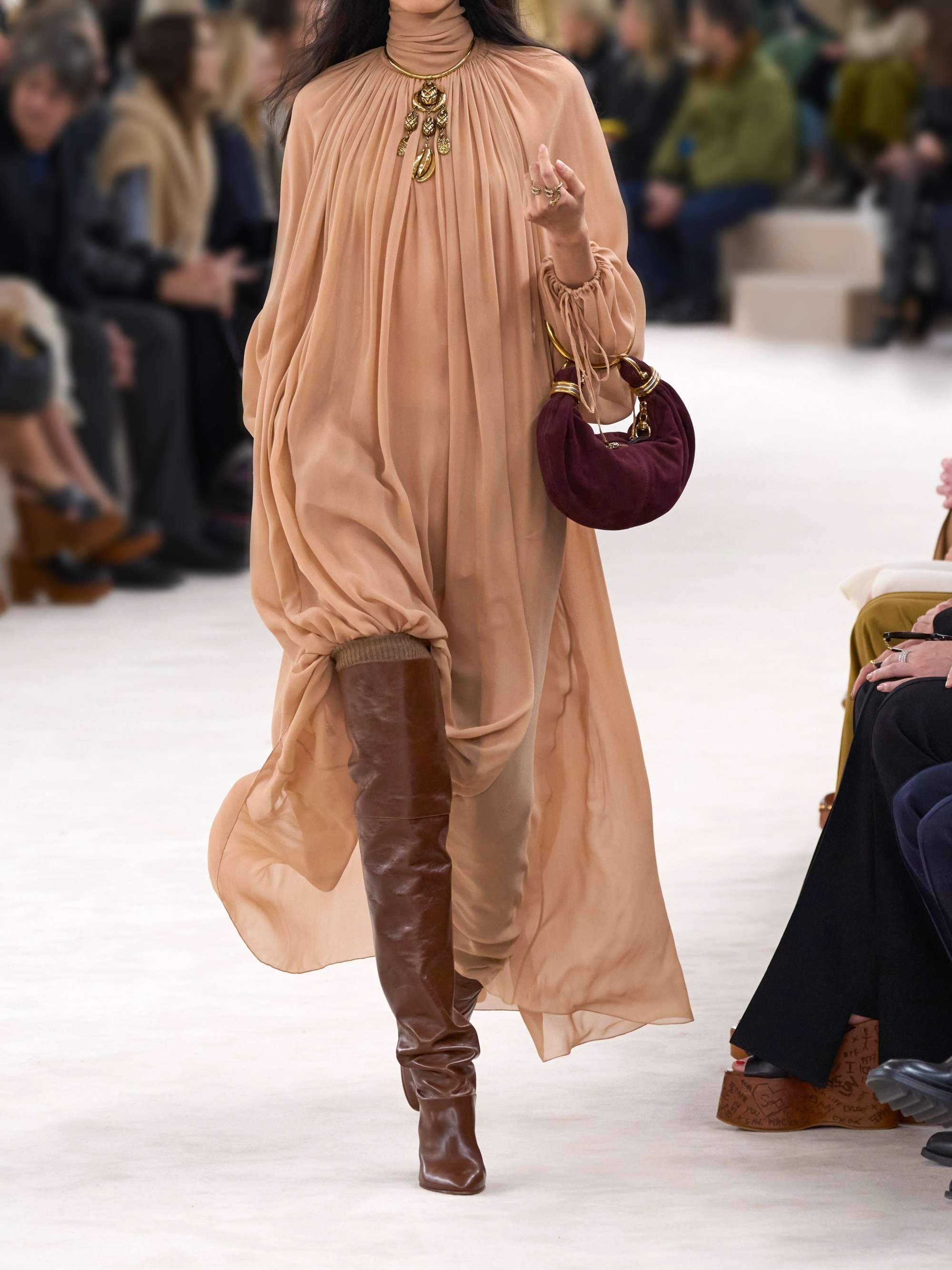 Pleated silk-georgette midi dress view