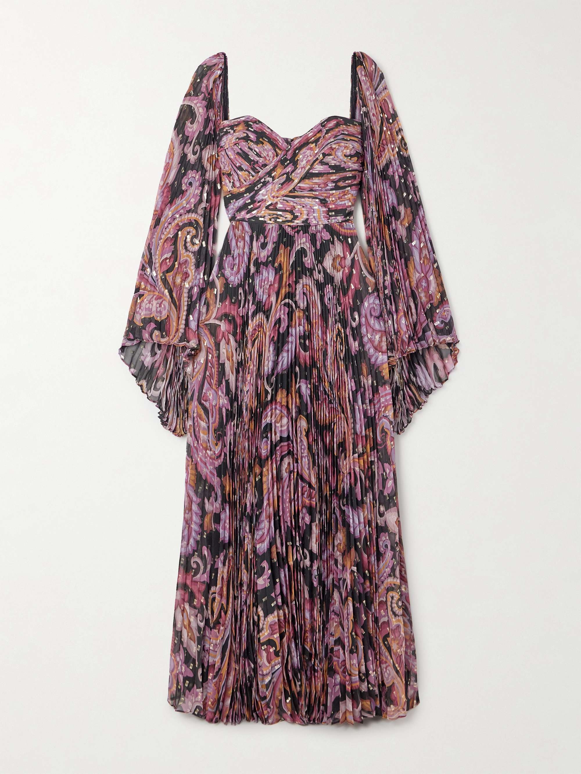 Printed metallic plissé silk-blend fil coupe gown view