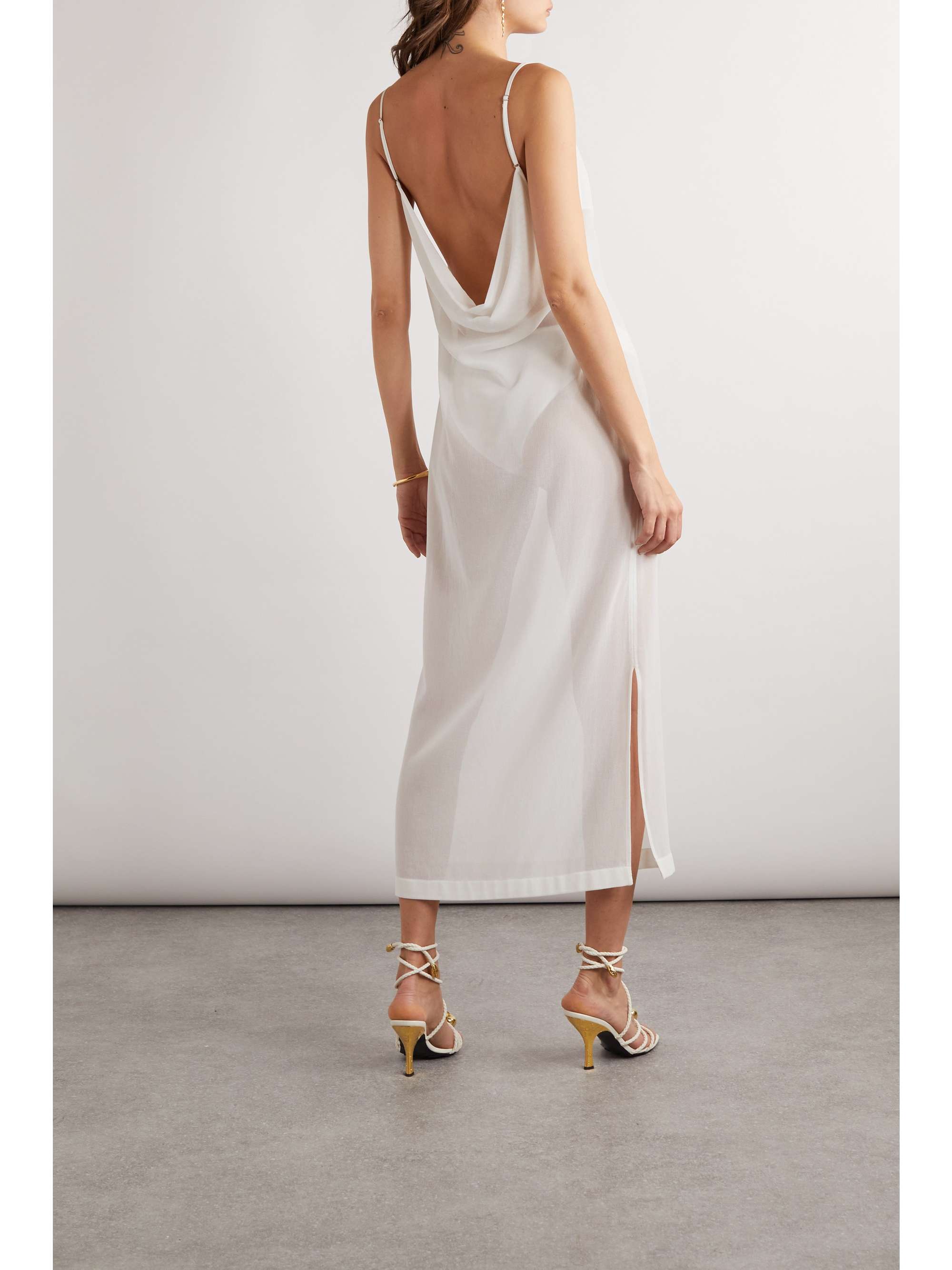 Draped cotton-sateen midi dress view