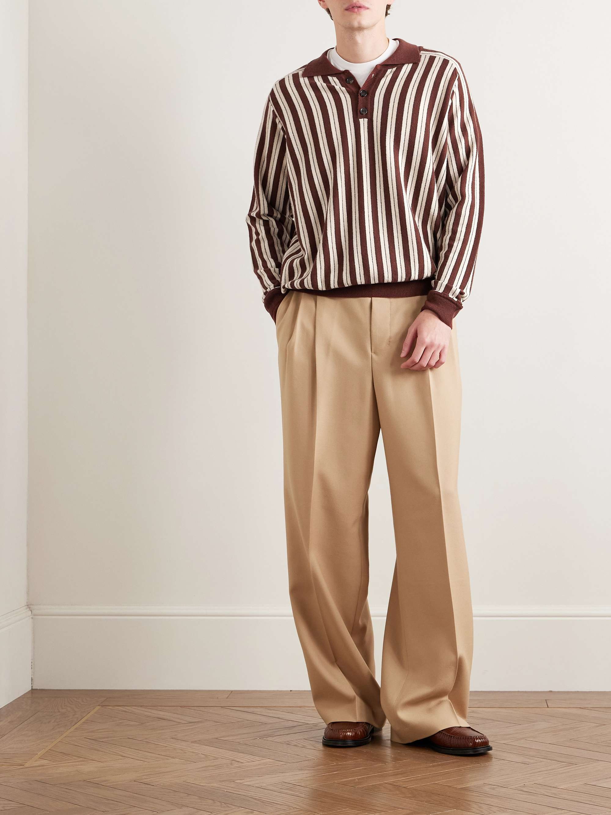 Hogan Striped Virgin Wool and Cashmere-Blend Polo Sweater view