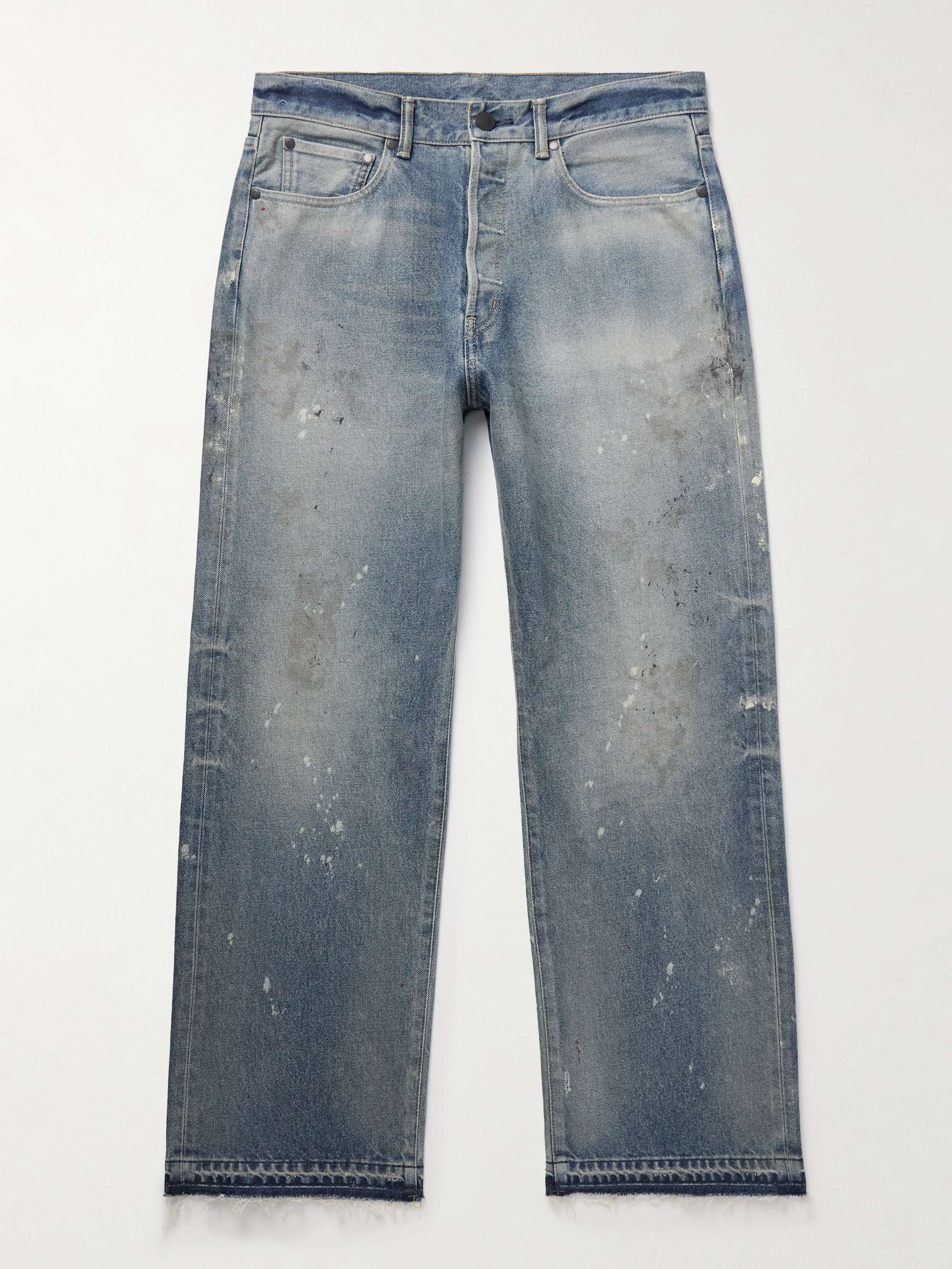 Wyatt Straight-Leg Distressed Paint-Splattered Jeans view