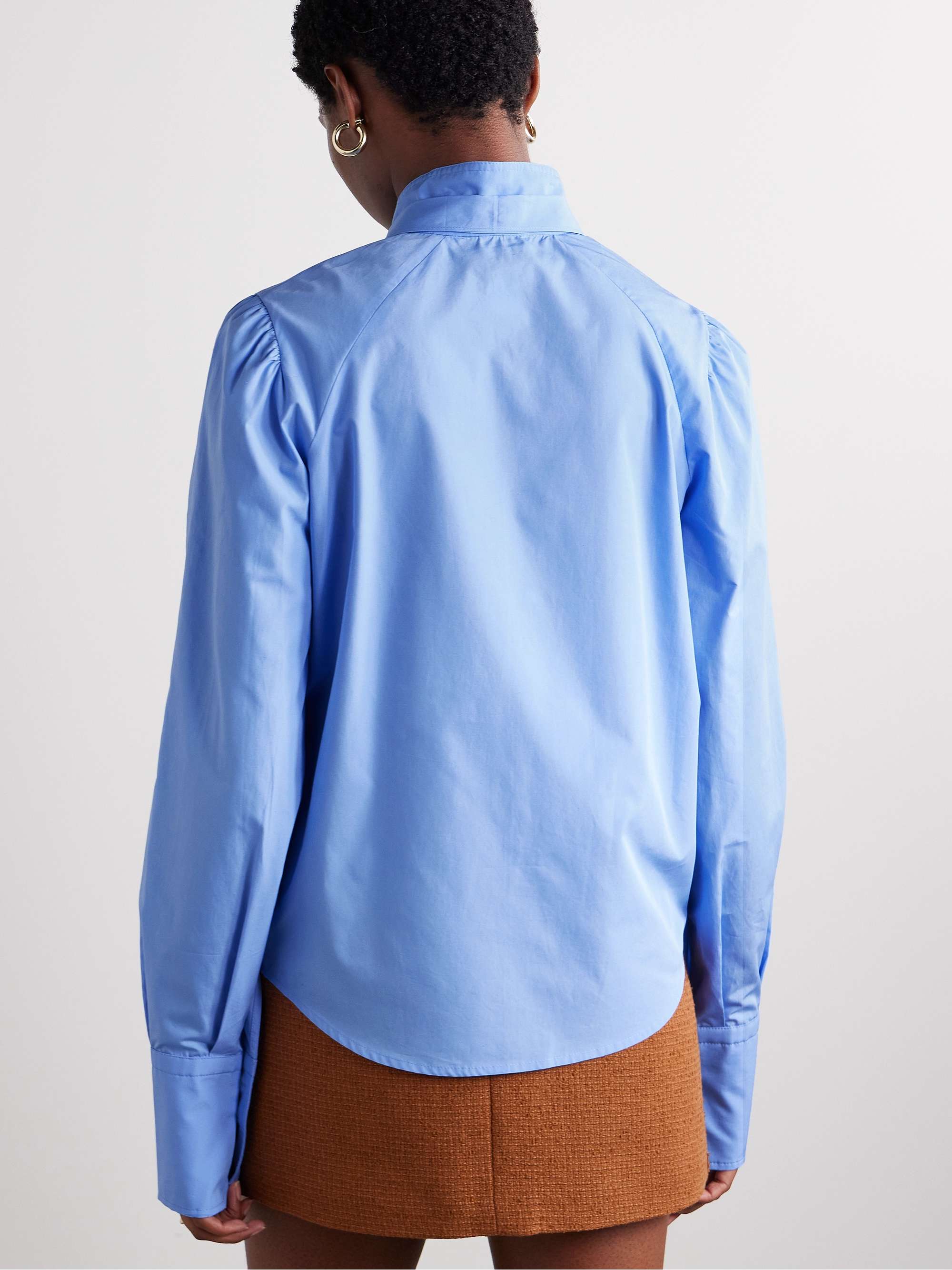 Pussy-bow cotton-poplin shirt view