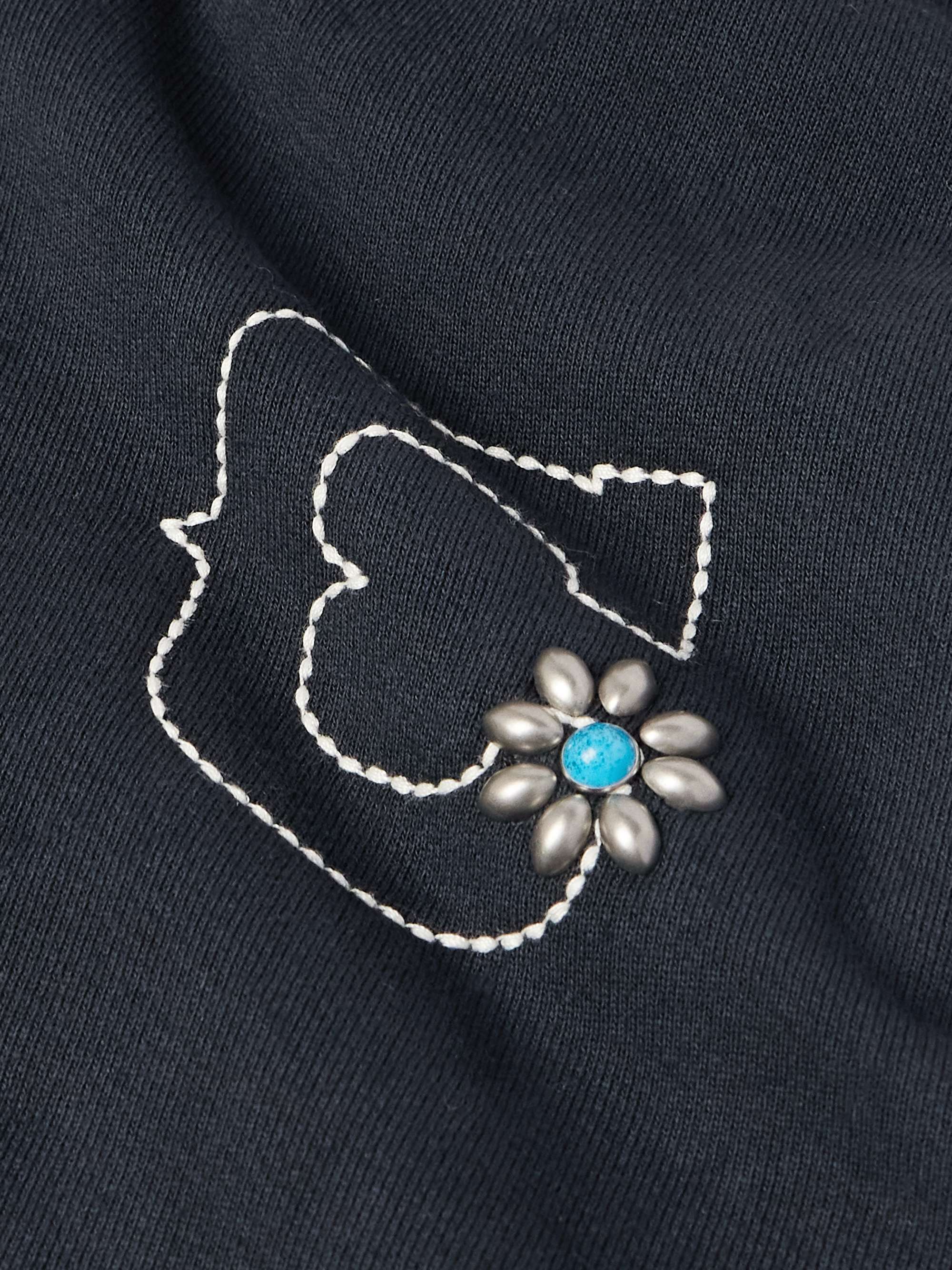 Logo-Embroidered Embellished Cotton-Jersey Zip-Up Hoodie view