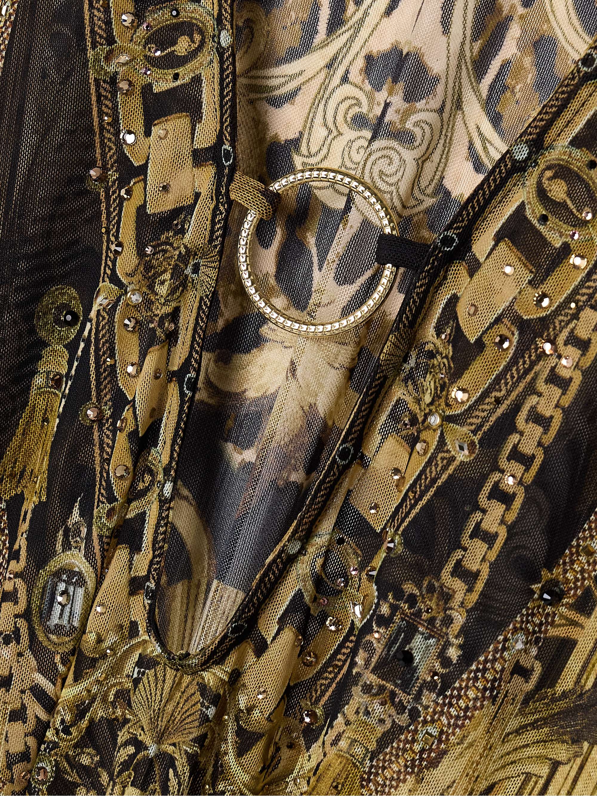 Embellished printed recycled stretch-mesh kaftan view