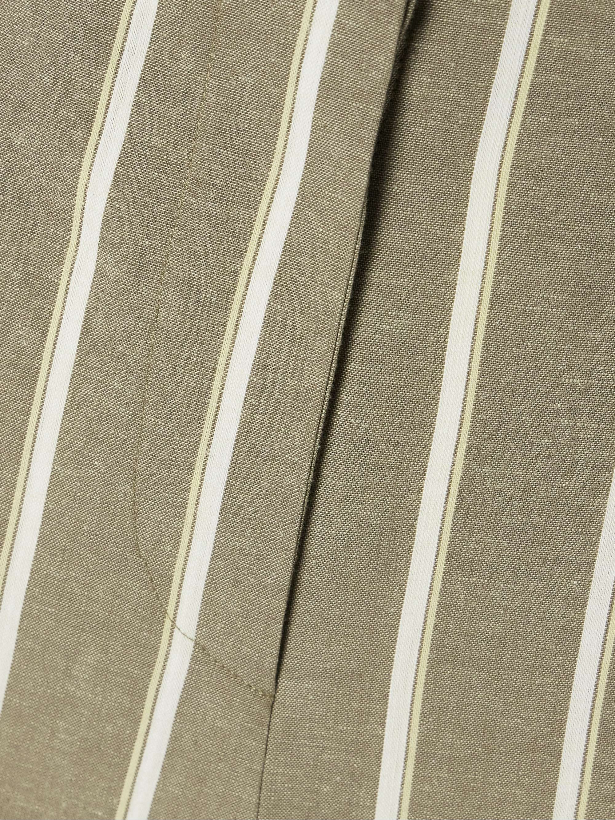 Maeve striped cotton and linen-blend wide-leg pants view