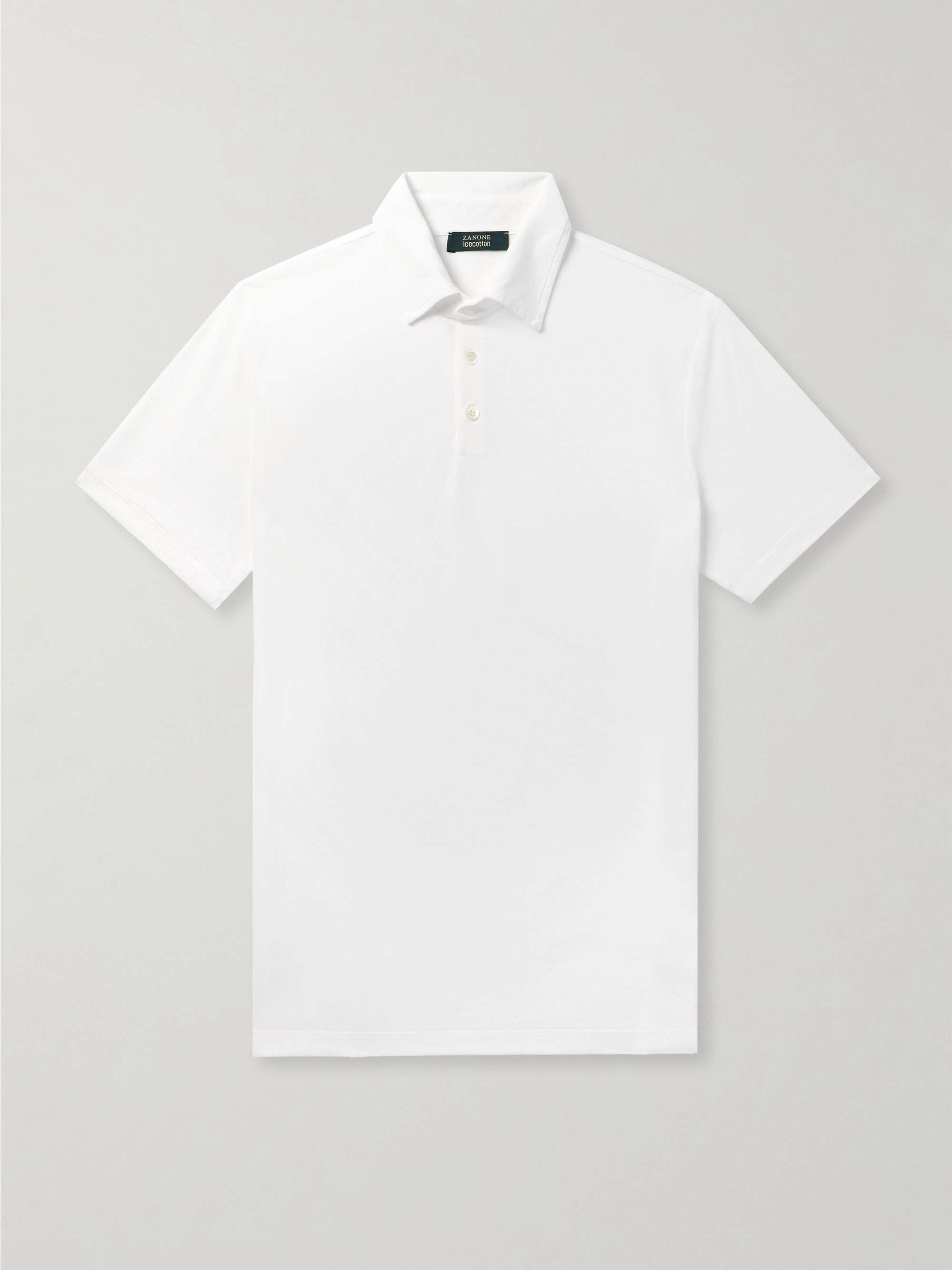Zanone Slim-Fit Cotton-Crepe Polo Shirt view