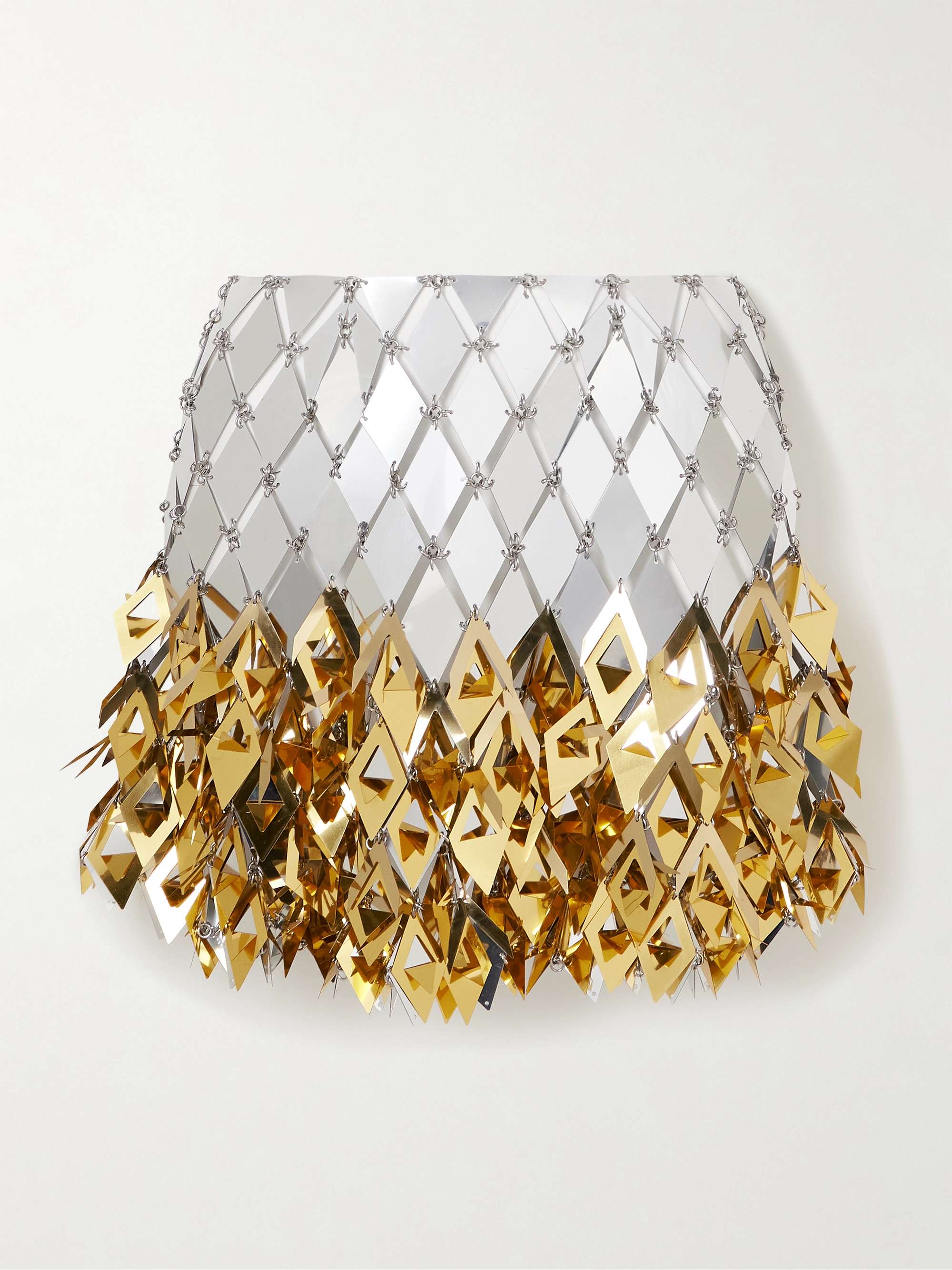 Paillette-embellished chainmail mini skirt view