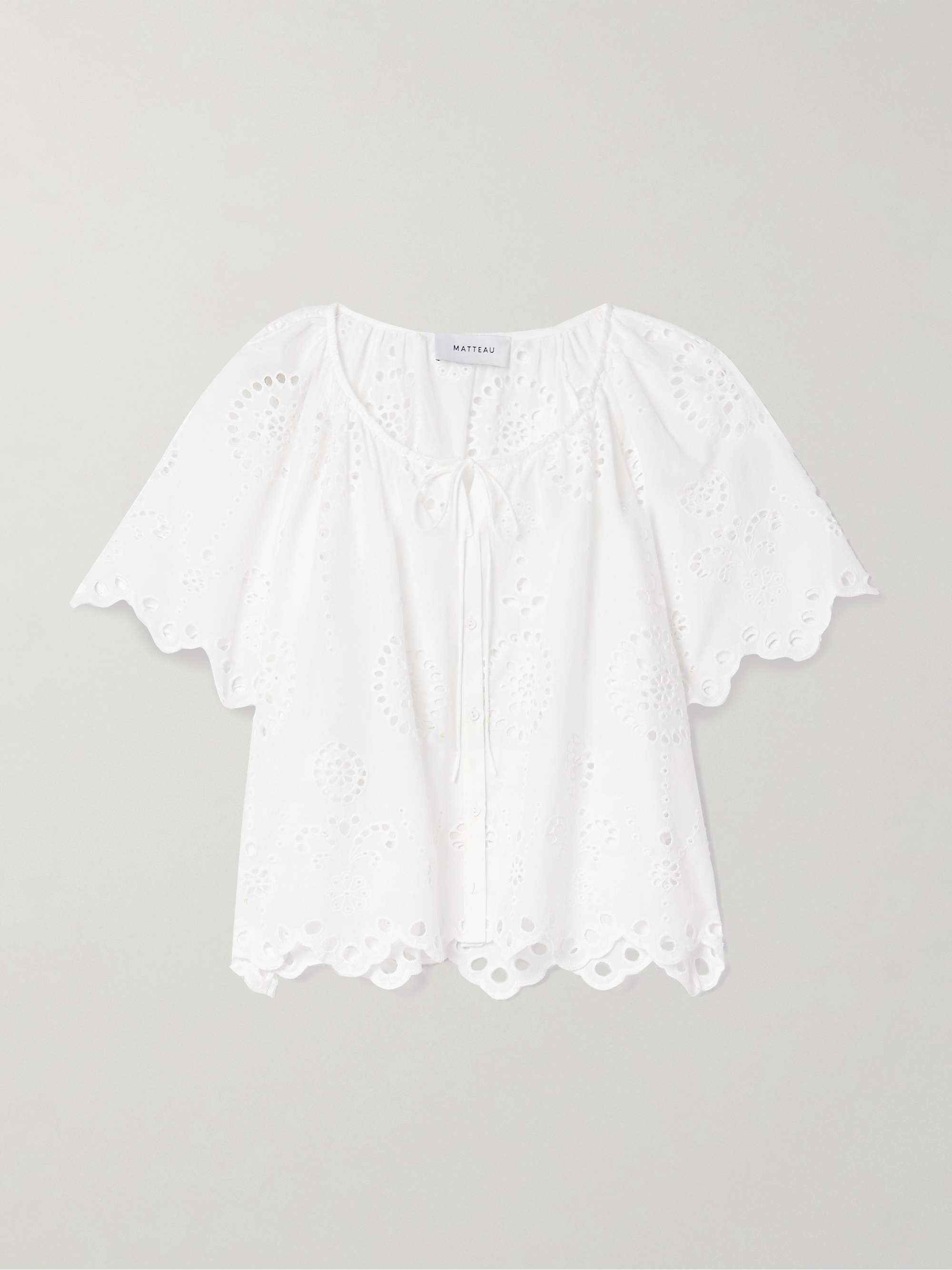Scalloped broderie anglaise cotton-poplin shirt view